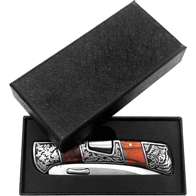 Cuchillo de bolsillo plegable FU-GLBY 22cm acero inoxidable madera roja