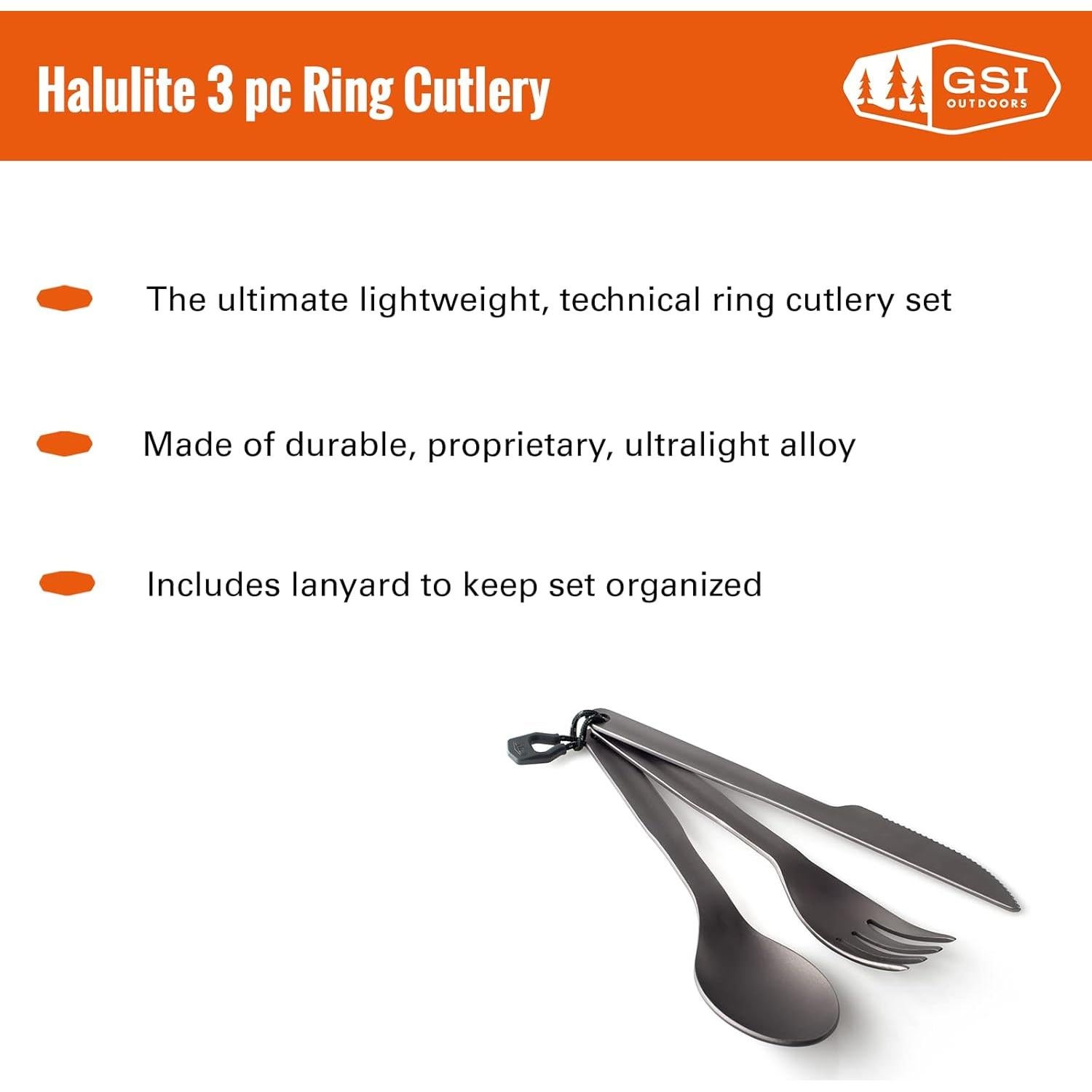 Set de Cubiertos GSI Outdoors Halulite 3 Piezas Ultraligero