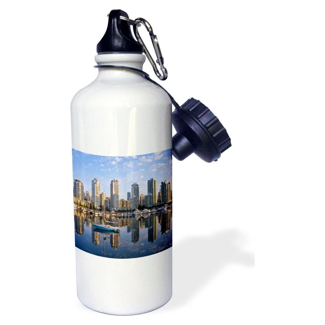 Botella de Agua Deportiva 3dRose 621 ml Blanca con Clip