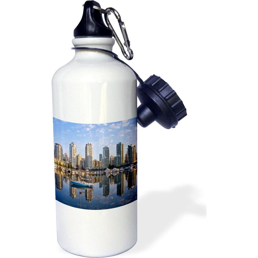 Botella de Agua Deportiva 3dRose 621 ml Blanca con Clip