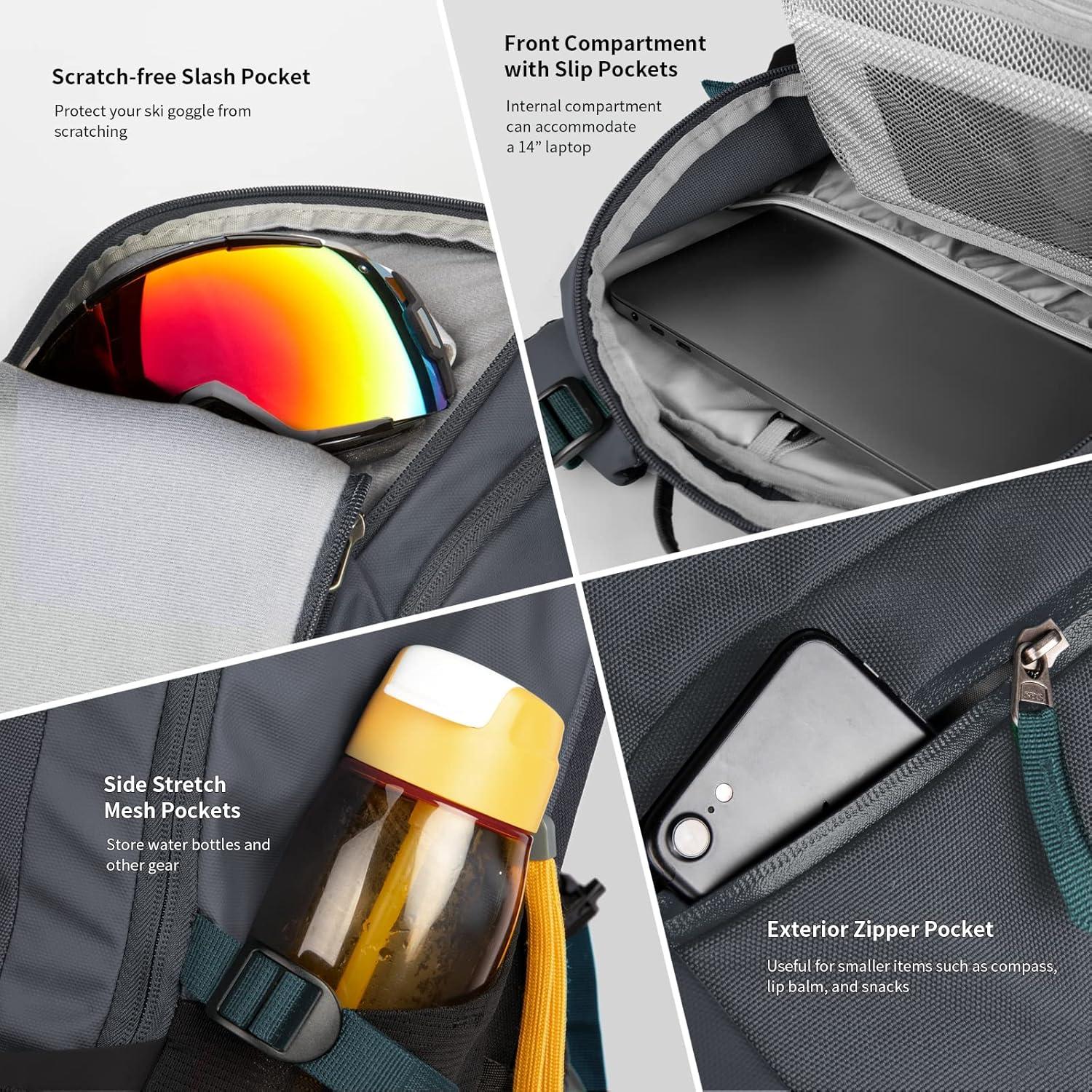 Mochila de Esquí Unigear 22L Impermeable Gris para Camping