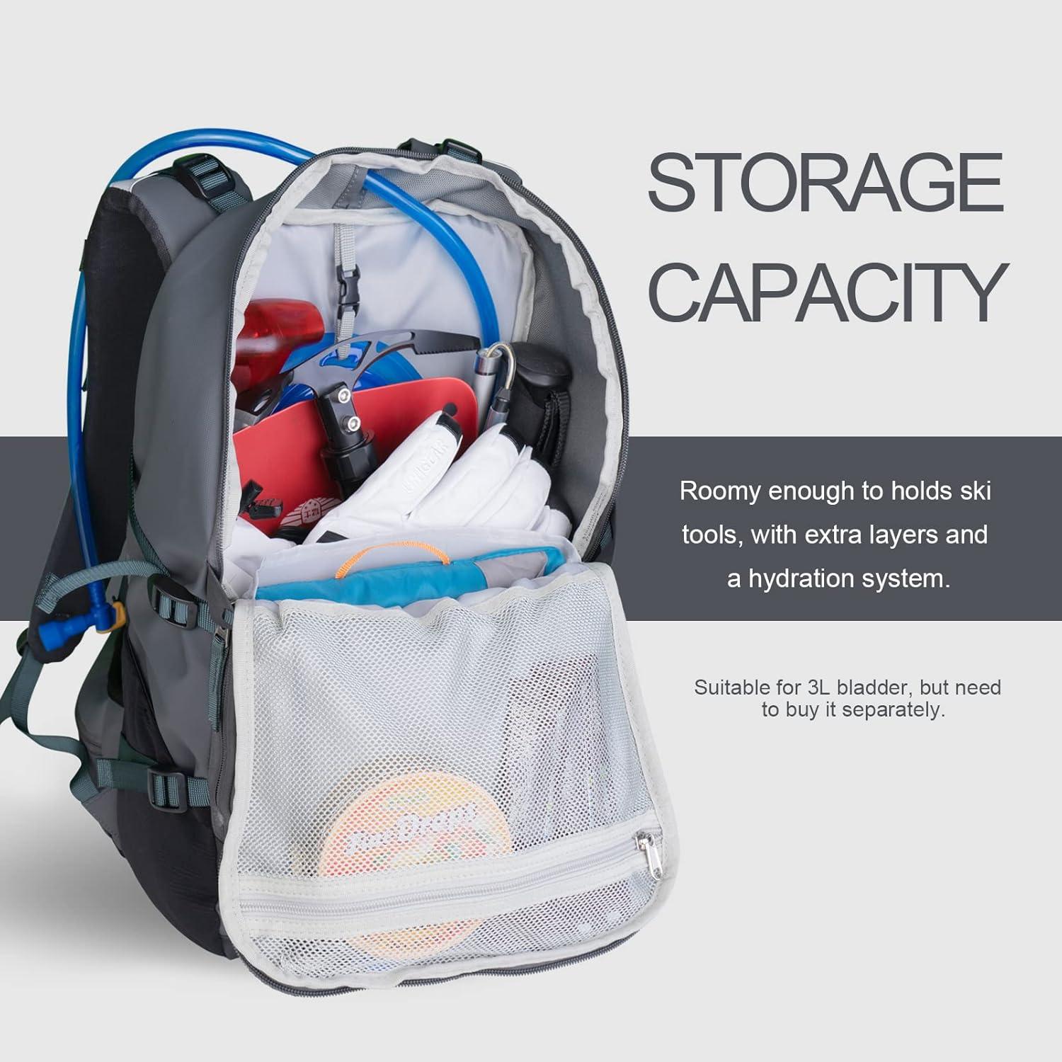 Mochila de Esquí Unigear 22L Impermeable Gris para Camping