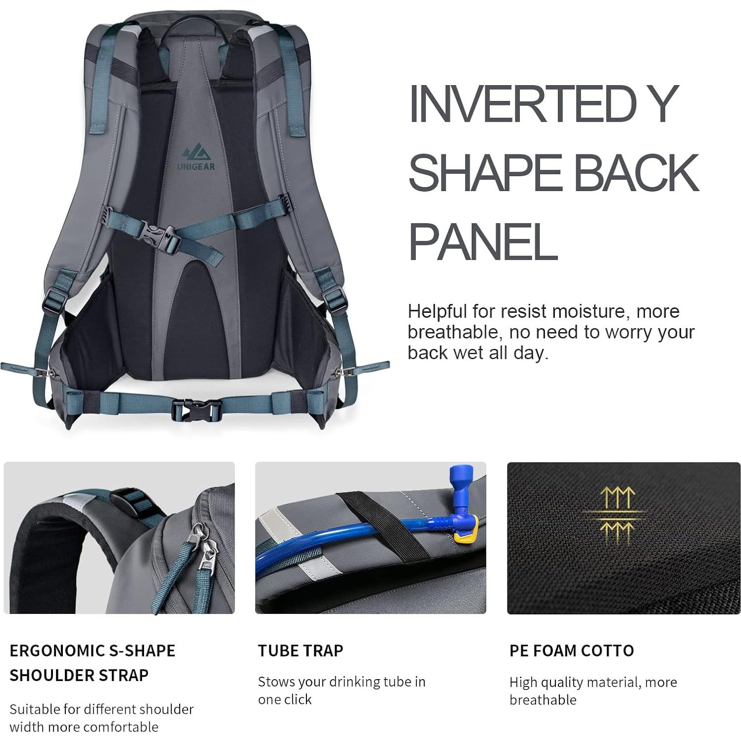 Mochila de Esquí Unigear 22L Impermeable Gris para Camping