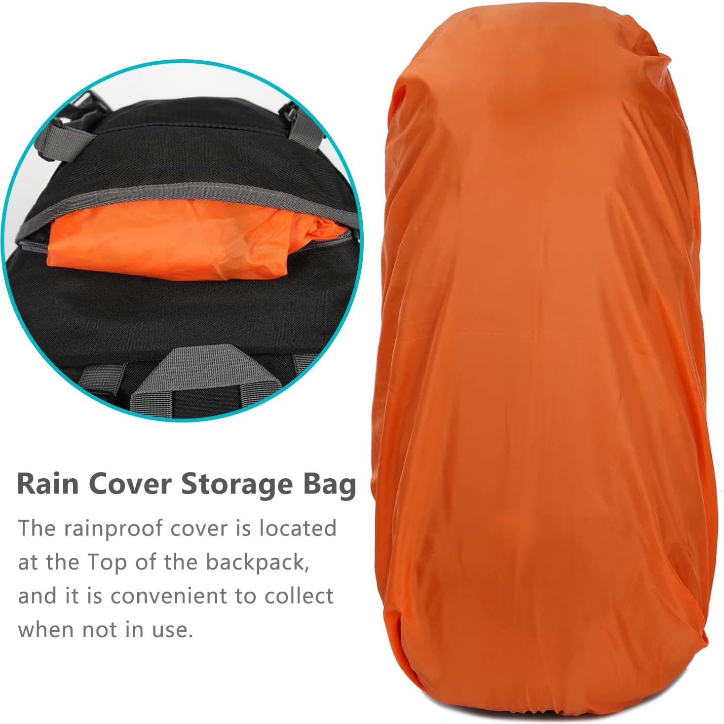 Mochila de Senderismo Esup 70L con Funda de Lluvia Negra