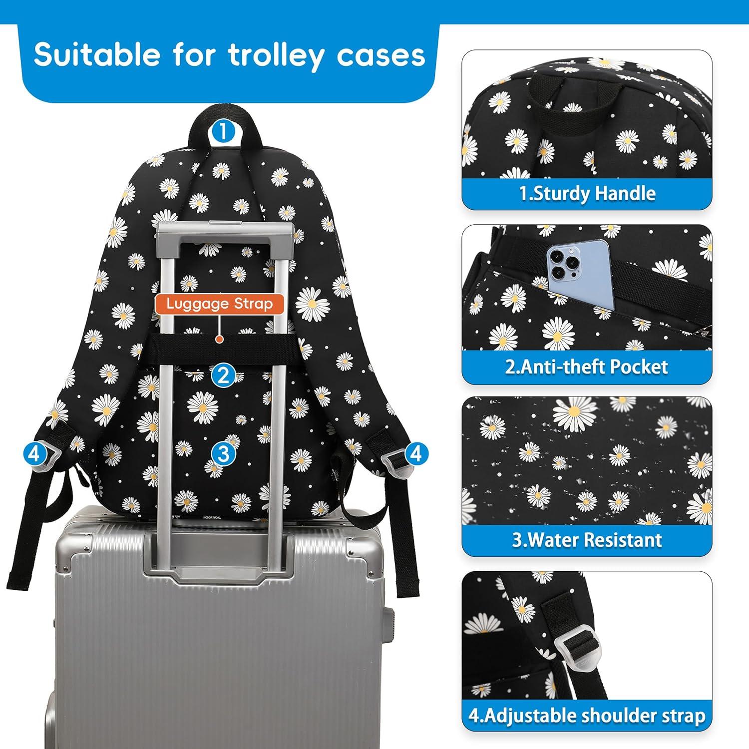 Mochila Escolar para Niñas Classic Diamond con Caja de Almuerzo