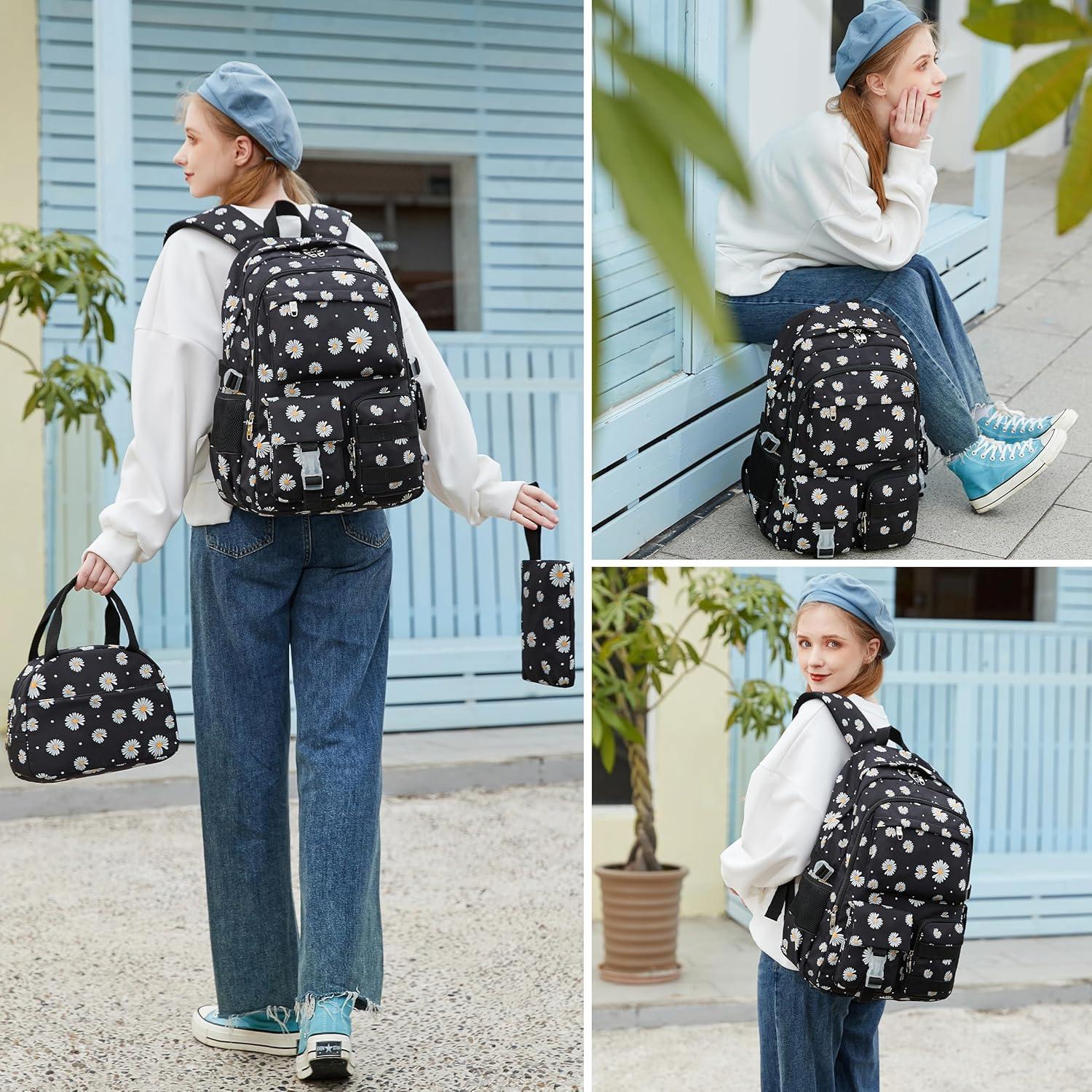 Mochila Escolar para Niñas Classic Diamond con Caja de Almuerzo