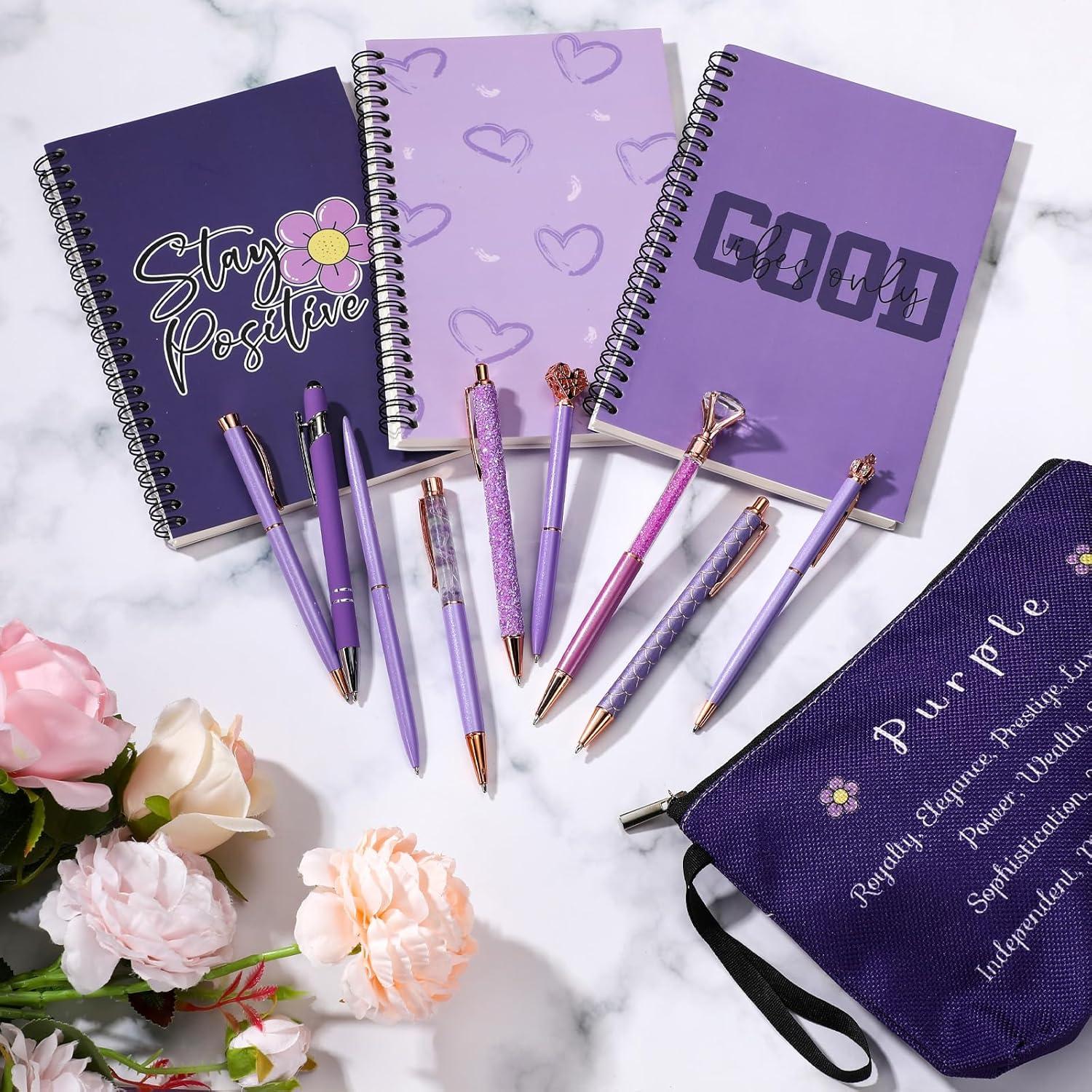 Geyoga 13 Piezas Suministros Escolares Morados con Estuche