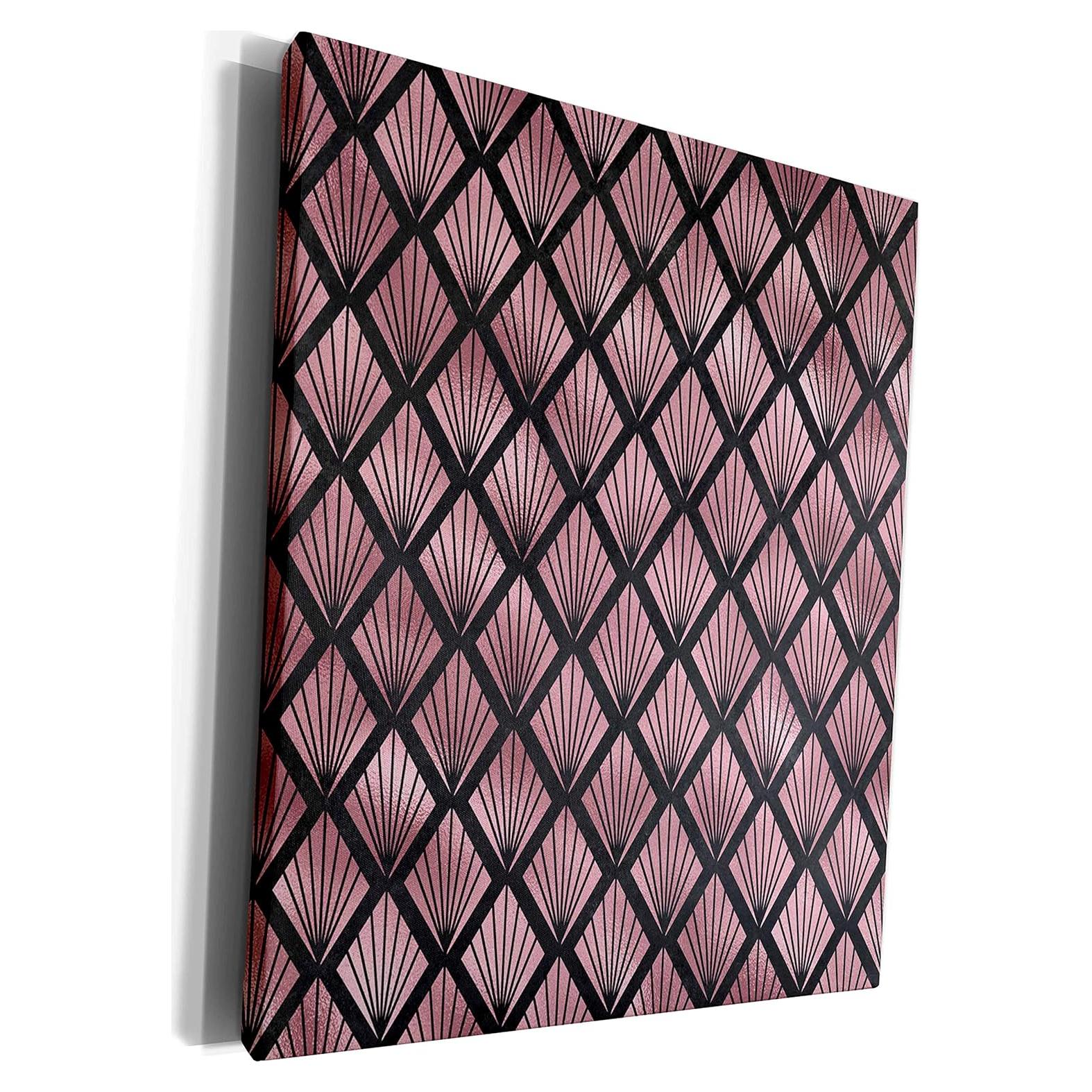 Envoltura de Lienzo 3dRose 20x16" Art Deco Rosa y Negro