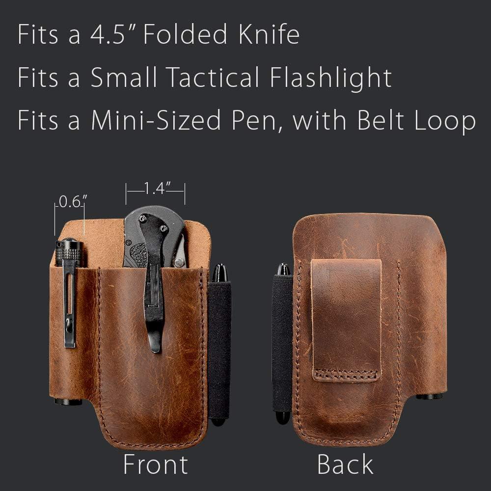 Funda de Cuero Diodrio para Cuchillo EDC Castaño 11.43 cm