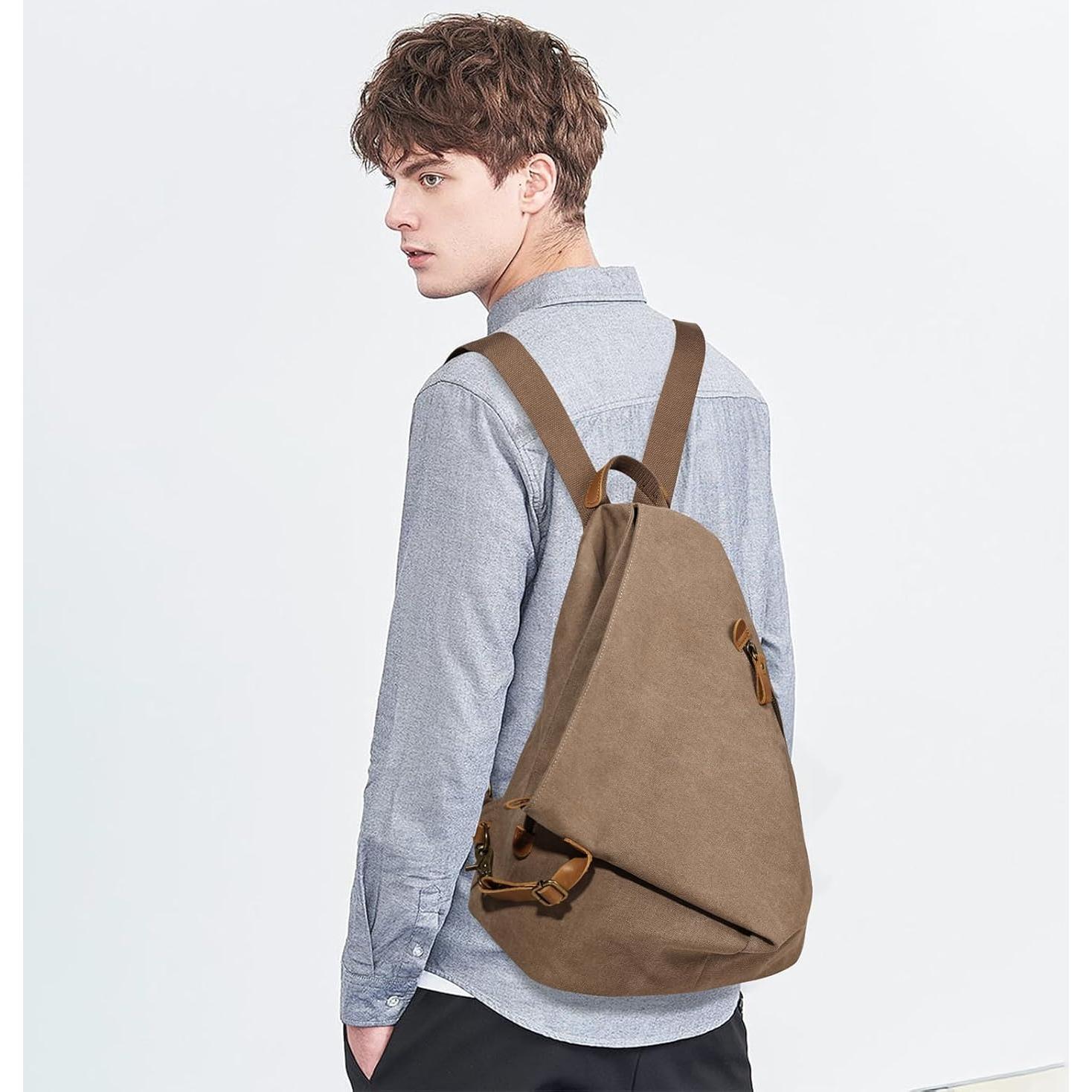 Mochila Vintage KL928 de Lona Marrón - Casual Grande 38x17x33cm