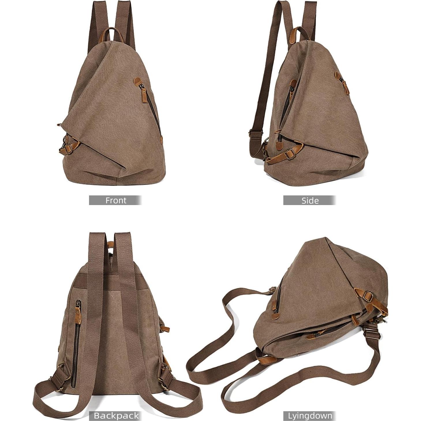 Mochila Vintage KL928 de Lona Marrón - Casual Grande 38x17x33cm