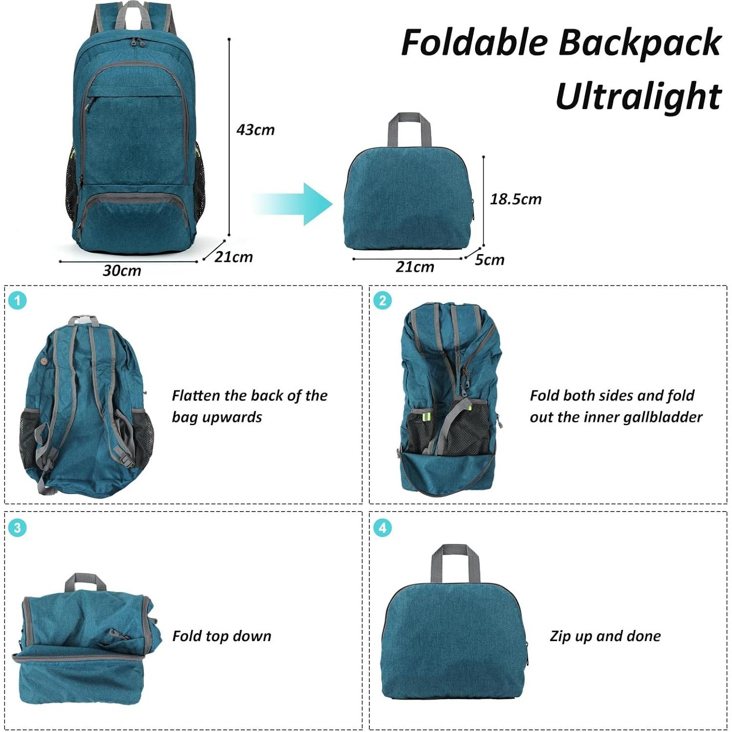 Mochila de Senderismo Ultraligera TANTOMI 25L Plegable Azul