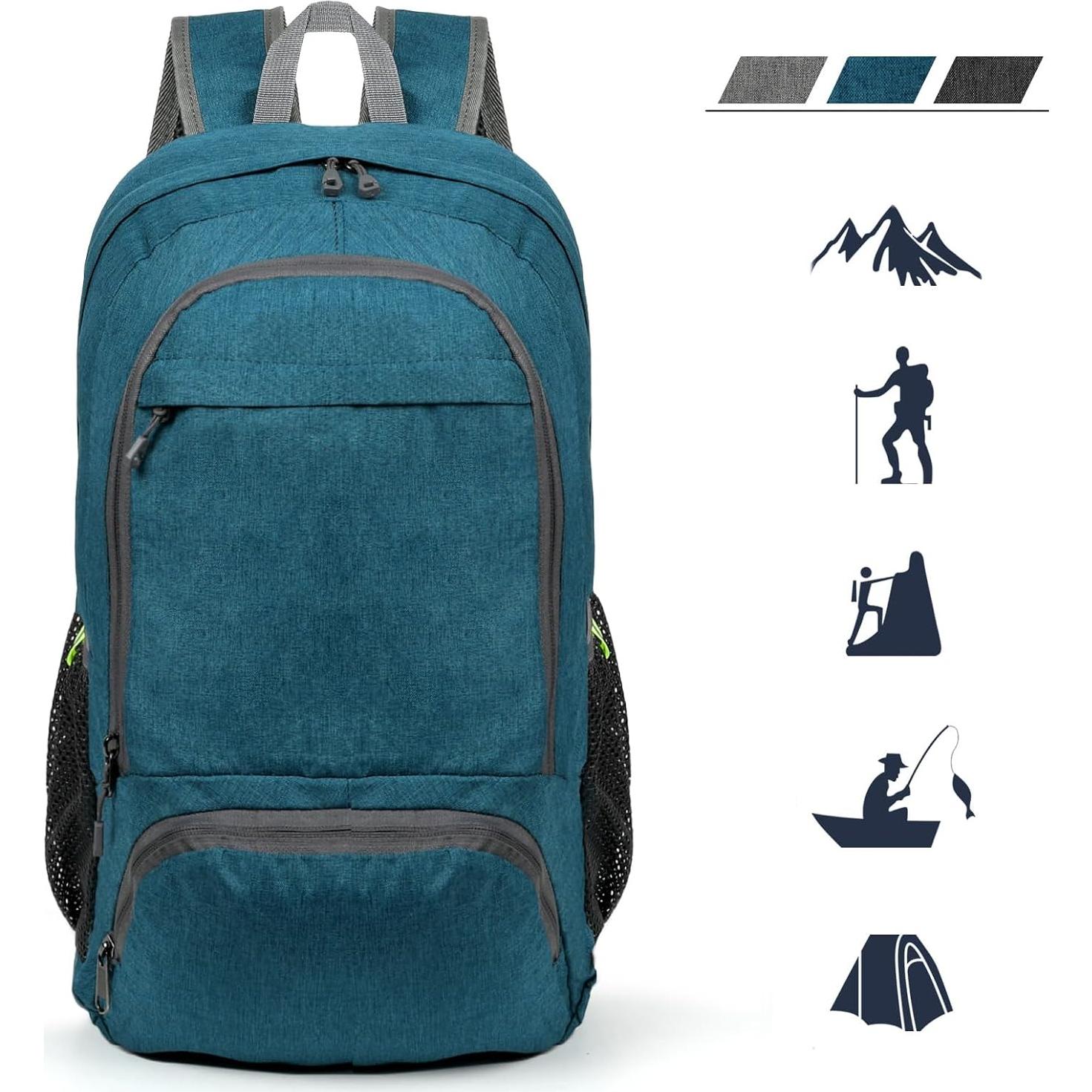 Mochila de Senderismo Ultraligera TANTOMI 25L Plegable Azul