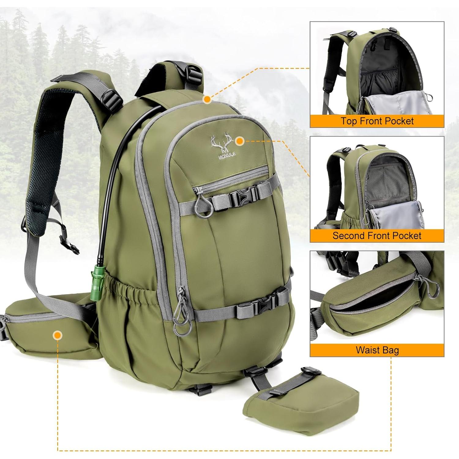 Mochila de Caza Impermeable MOXULE 25L Verde con Funda