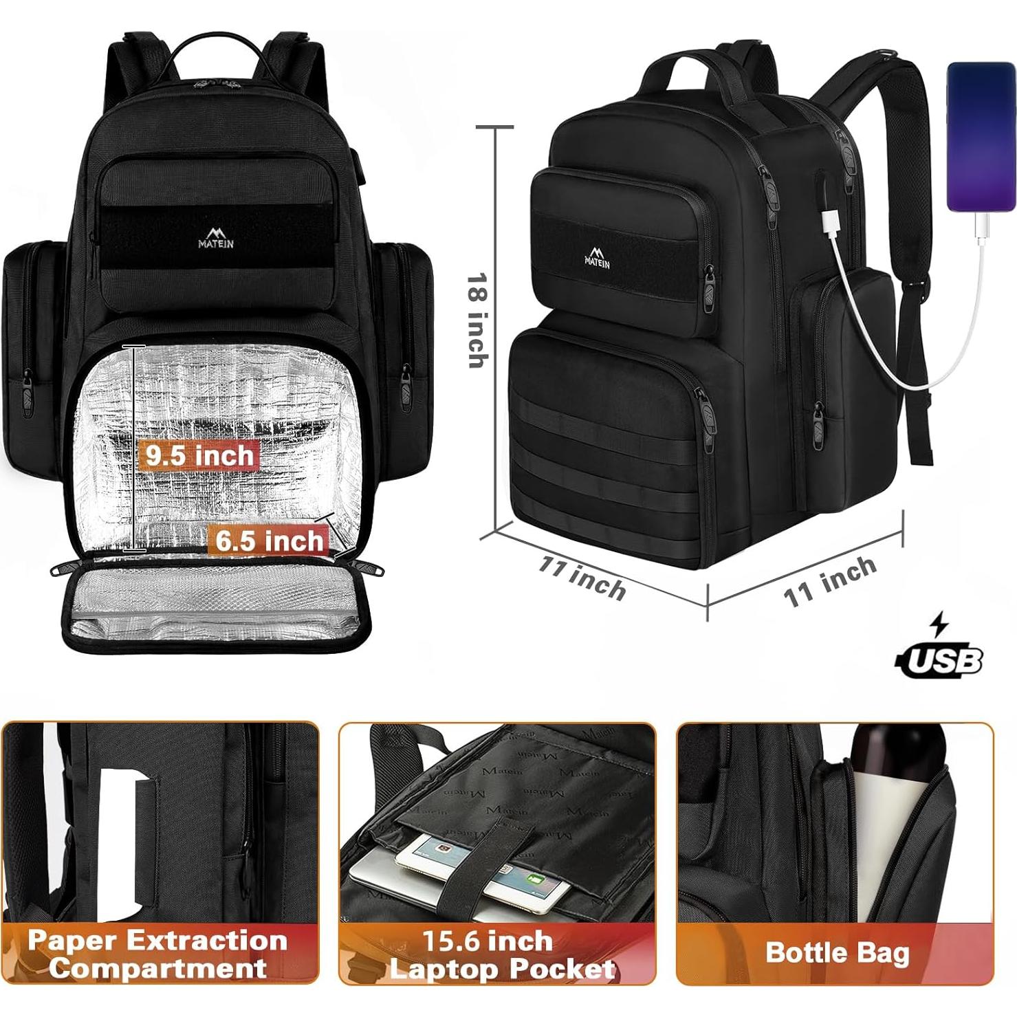 Mochila Táctica MATEIN 15.6" con Compartimento Aislado Negro