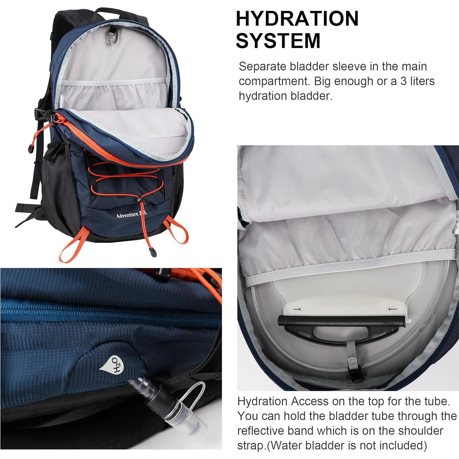 Mochila de Senderismo MOUNTAINTOP 30L Ligera y Ergonómica