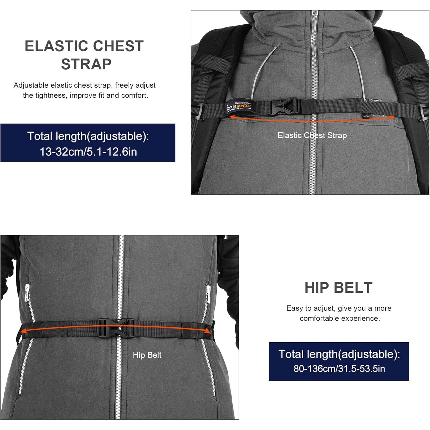 Mochila de Senderismo MOUNTAINTOP 30L Ligera y Ergonómica