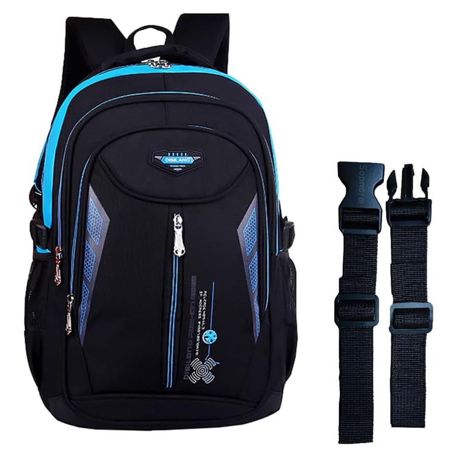 Mochila Escolar Impermeable Nylon Azul 46.2x30x14 cm