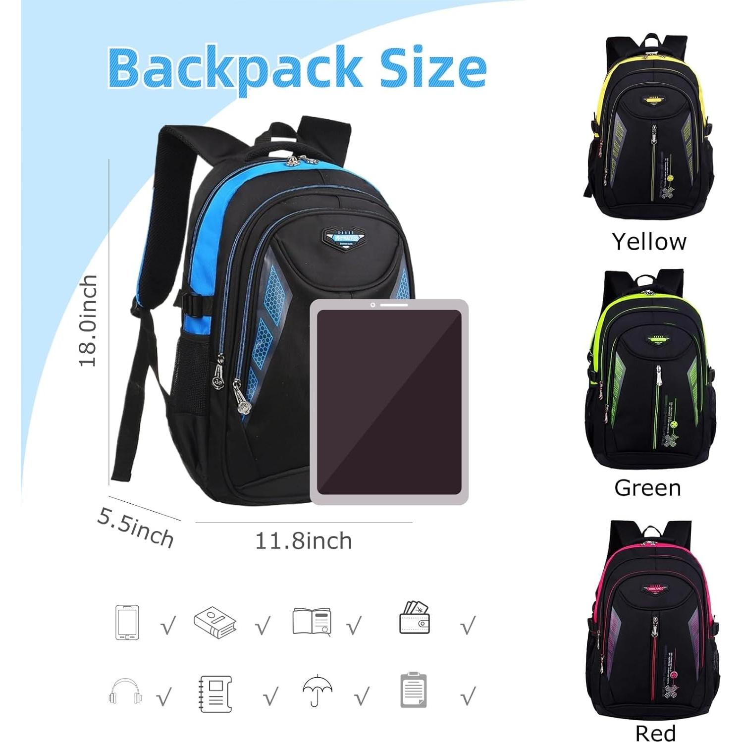 Mochila Escolar Impermeable Nylon Azul 46.2x30x14 cm