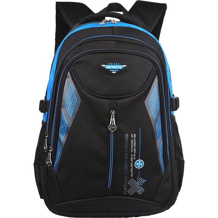 Mochila Escolar Impermeable Nylon Azul 46.2x30x14 cm