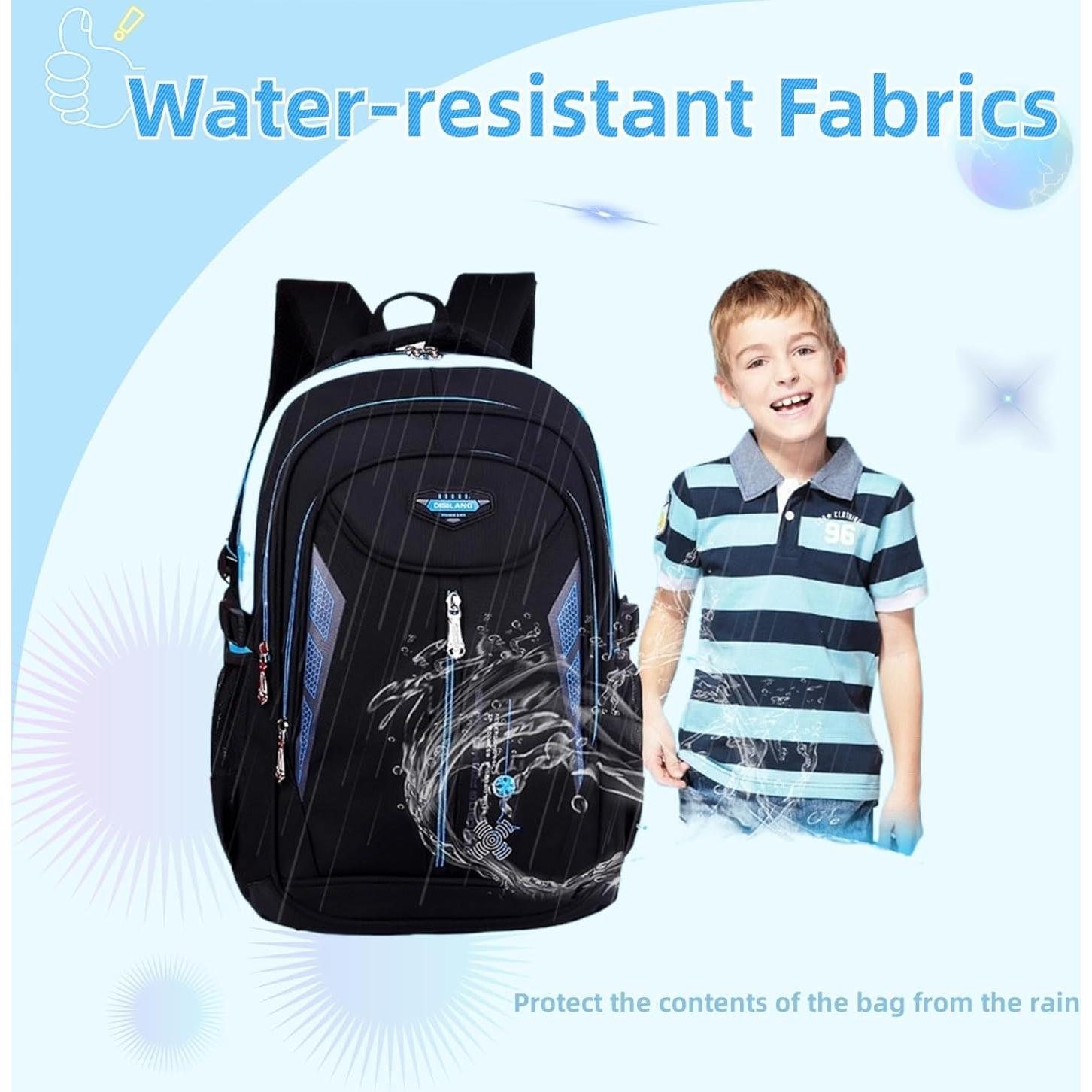 Mochila Escolar Impermeable Nylon Azul 46.2x30x14 cm