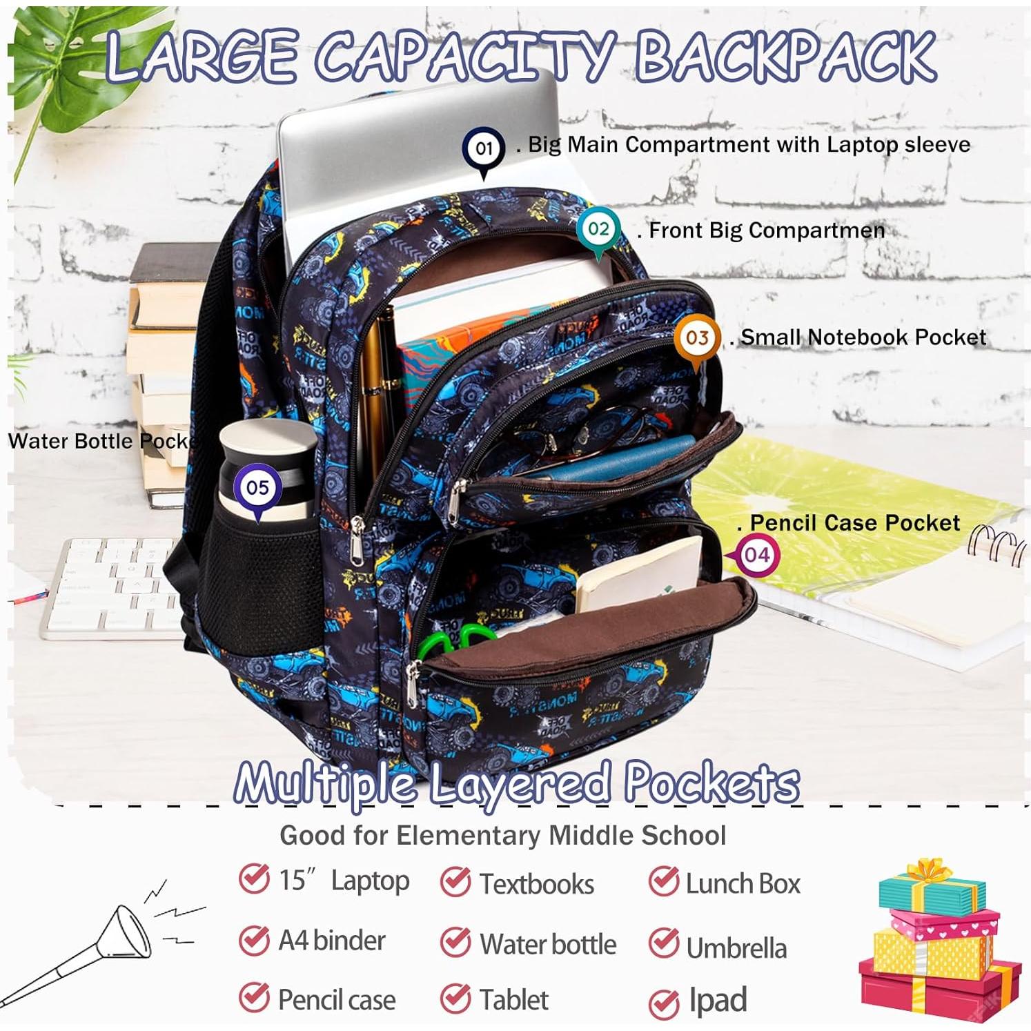 Mochila Escolar para Niños Shenzhenshi 42.9x30.5cm Azul y Negro