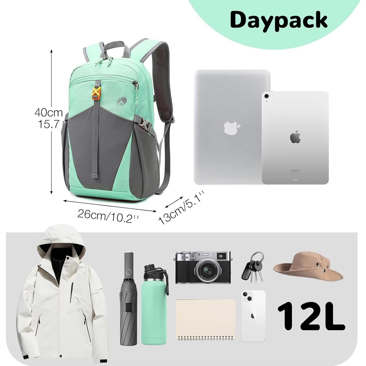 Mochila de Senderismo Impermeable Outplea 12L Verde Claro