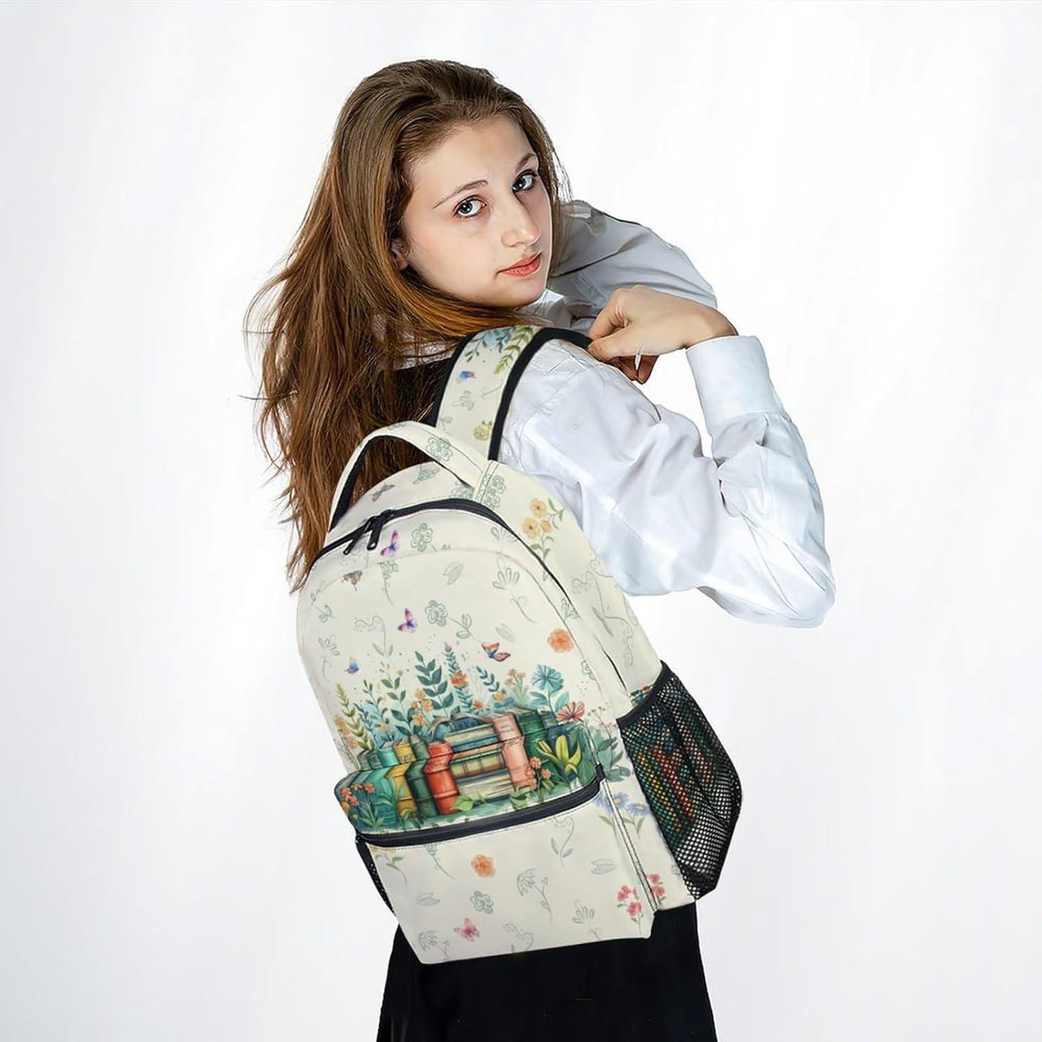 Mochila Escolar para Niñas FLEXIMX con Estampado de Flores 43cm