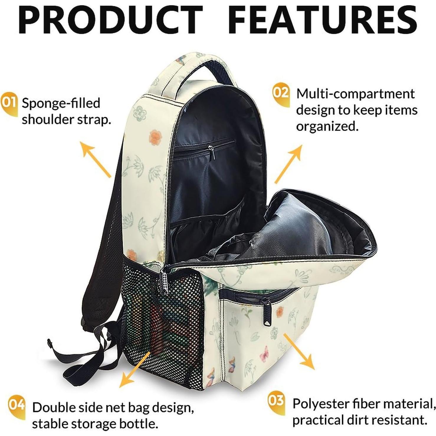 Mochila Escolar para Niñas FLEXIMX con Estampado de Flores 43cm