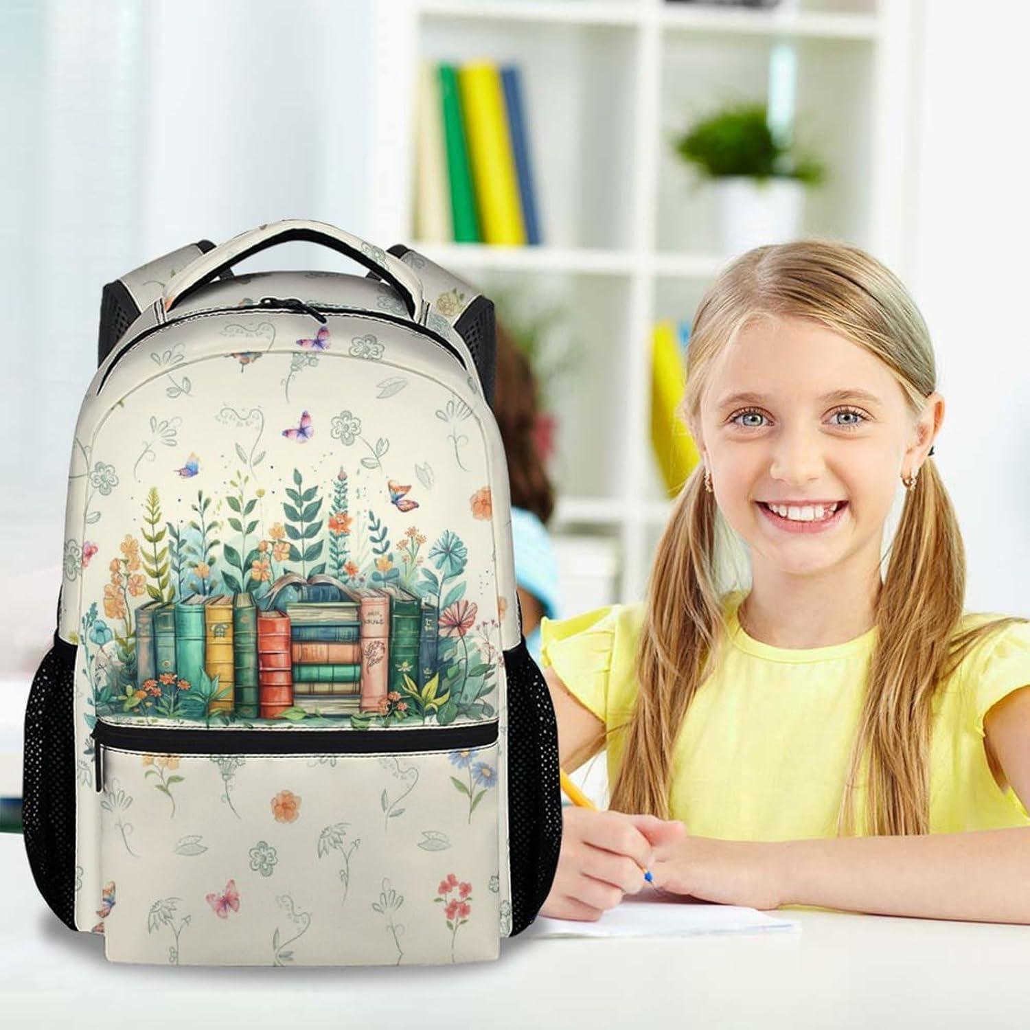 Mochila Escolar para Niñas FLEXIMX con Estampado de Flores 43cm