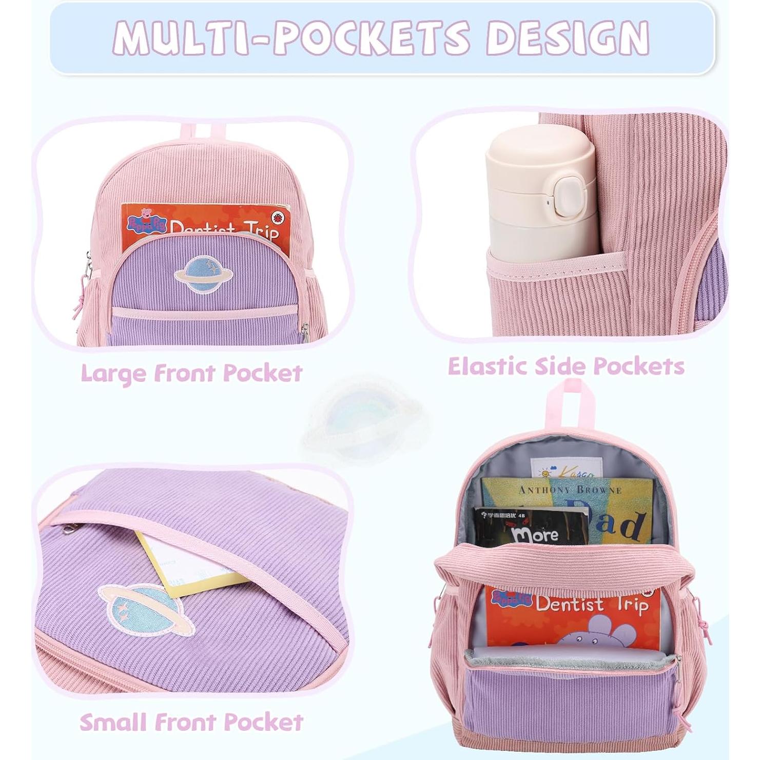 Mochila Escolar Kasqo Rosa Púrpura para Niñas 4-7 Años