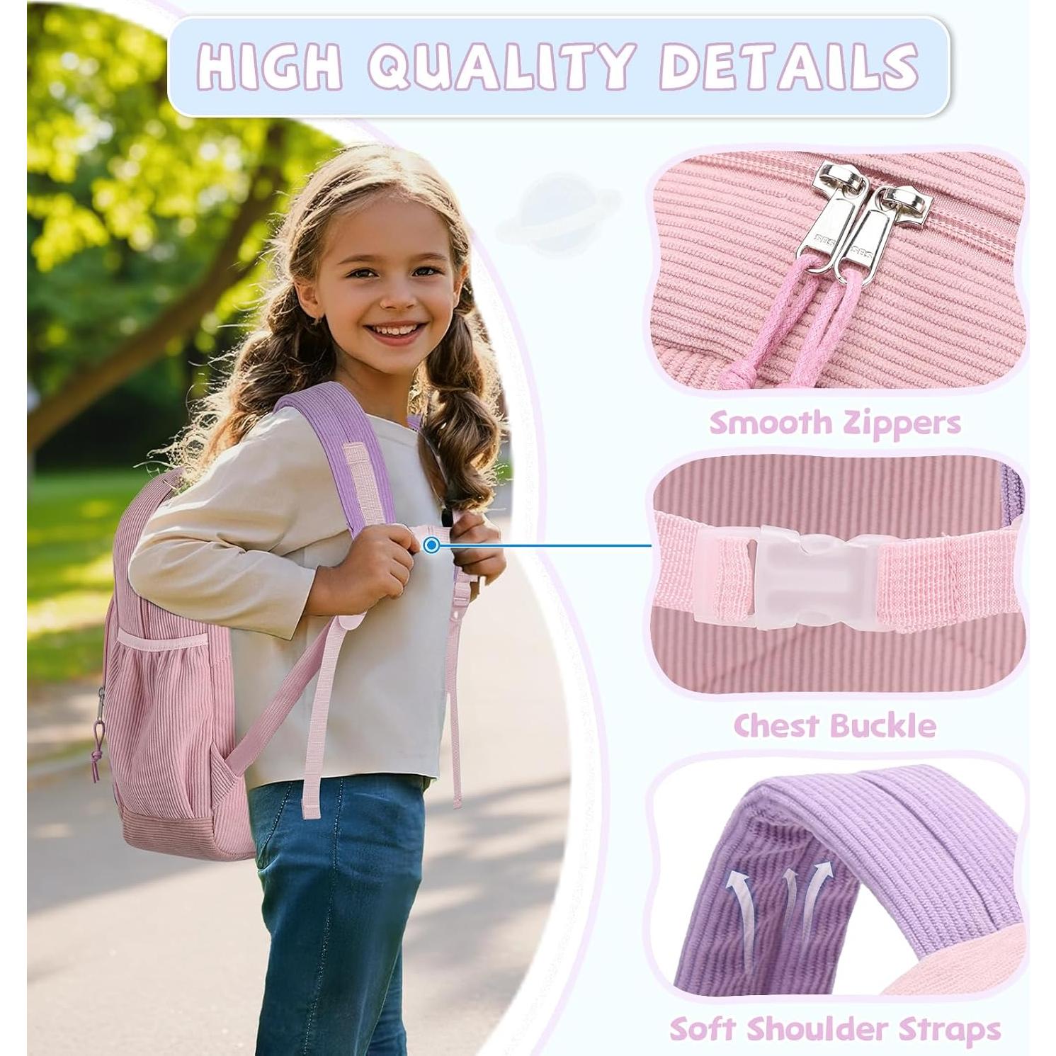 Mochila Escolar Kasqo Rosa Púrpura para Niñas 4-7 Años