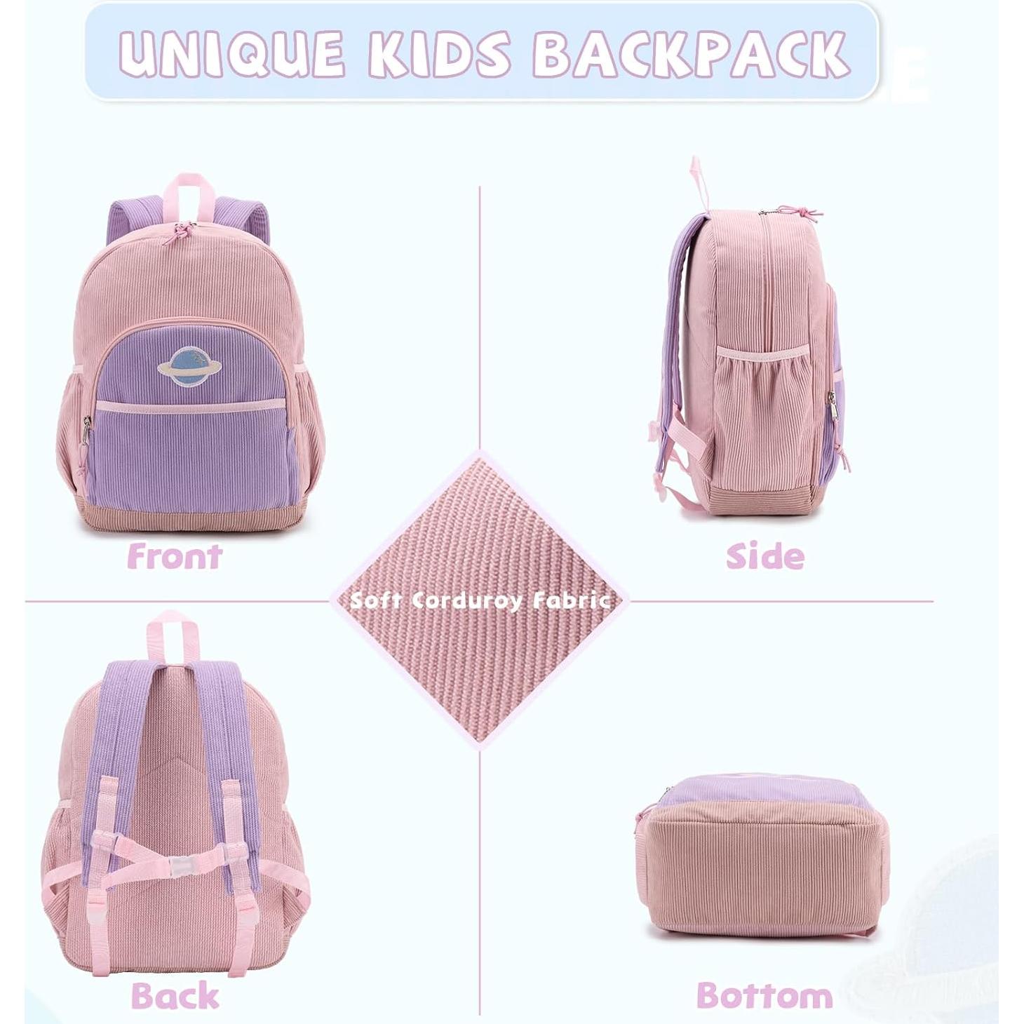 Mochila Escolar Kasqo Rosa Púrpura para Niñas 4-7 Años