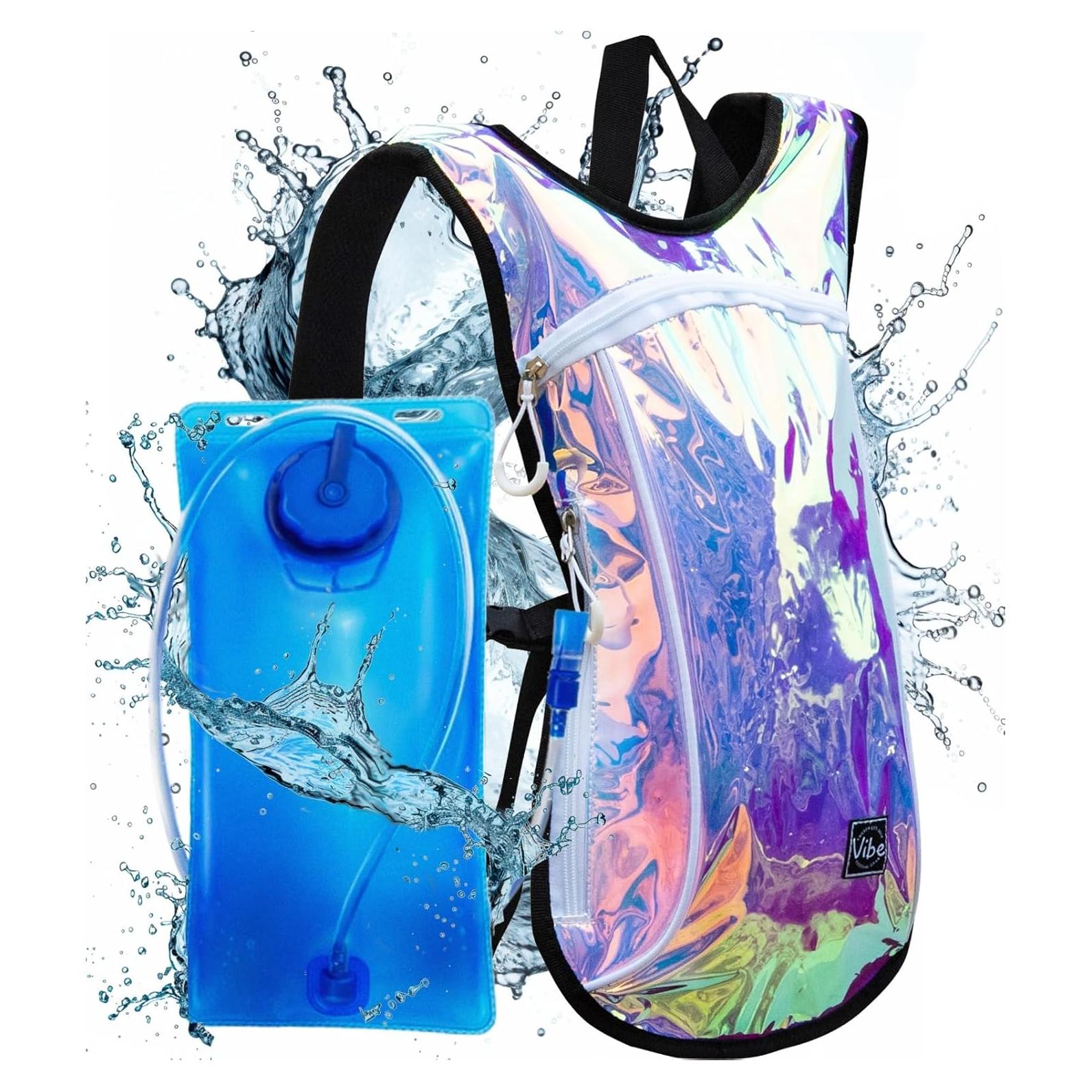 Mochila de Hidratación Equipo de Festival Vibe 2L Oro Rosa Holográfico