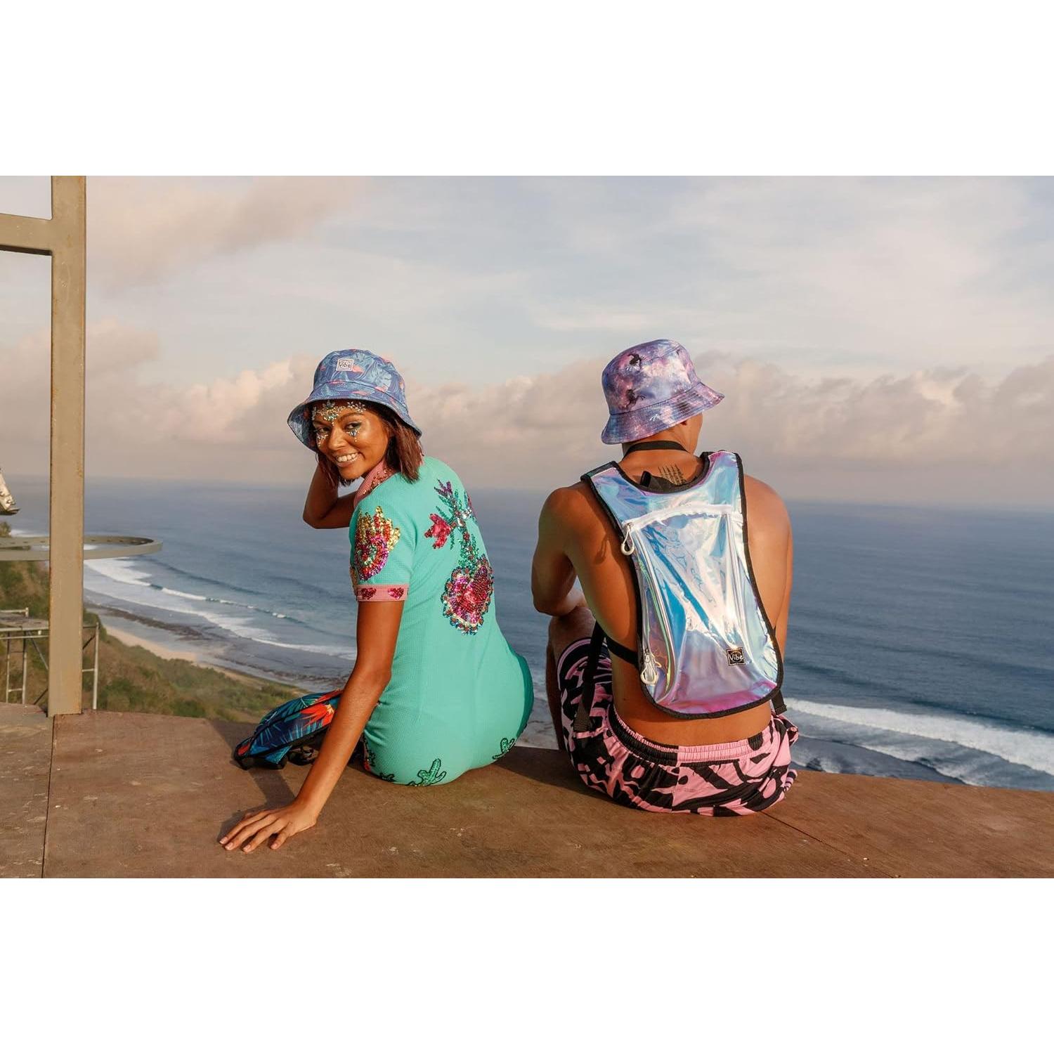 Mochila de Hidratación Equipo de Festival Vibe 2L Oro Rosa Holográfico