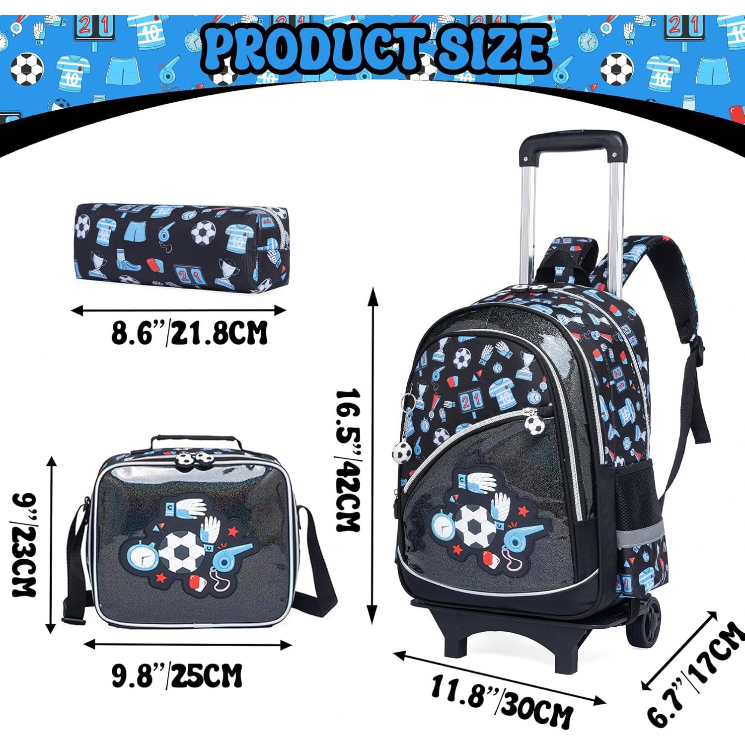 Mochila Rodante Meetbelify para Niños con Balón de Fútbol