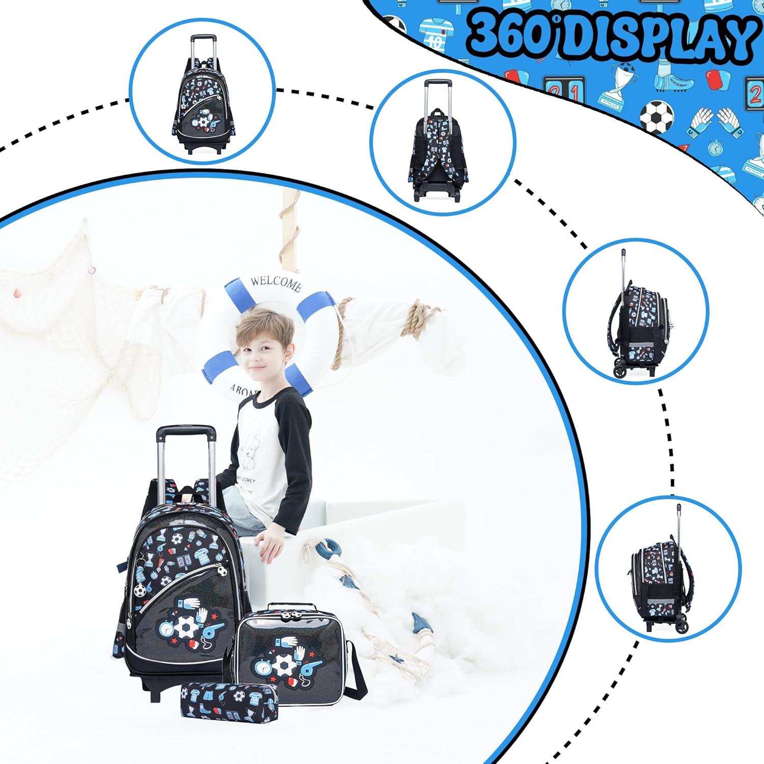 Mochila Rodante Meetbelify para Niños con Balón de Fútbol