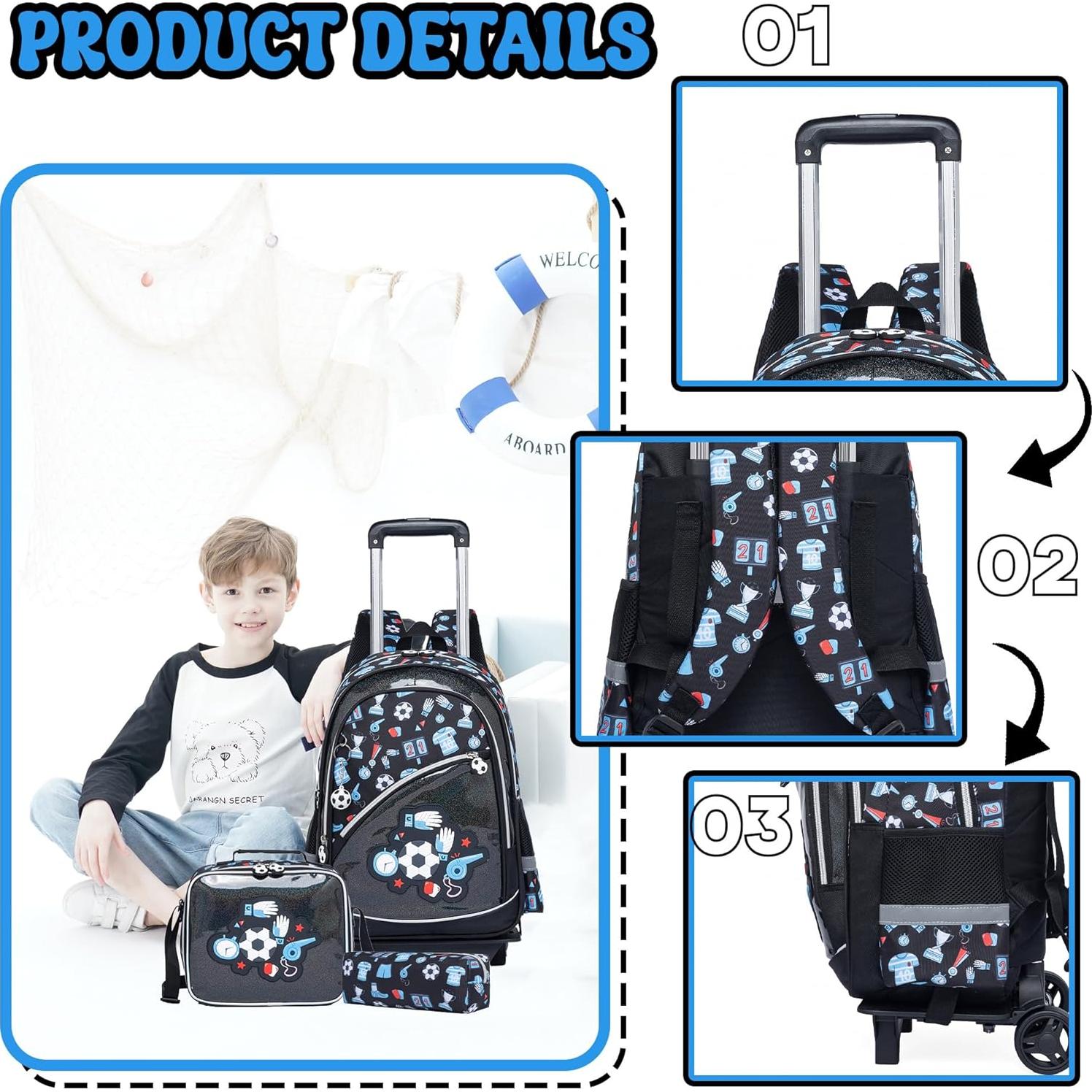 Mochila Rodante Meetbelify para Niños con Balón de Fútbol