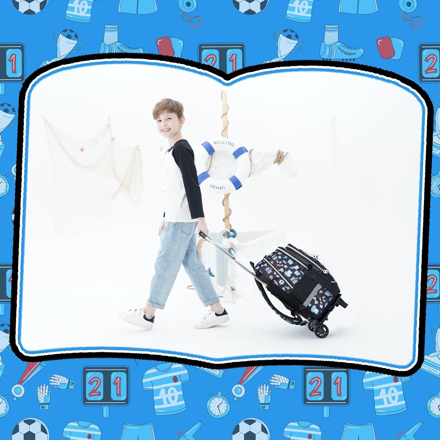 Mochila Rodante Meetbelify para Niños con Balón de Fútbol