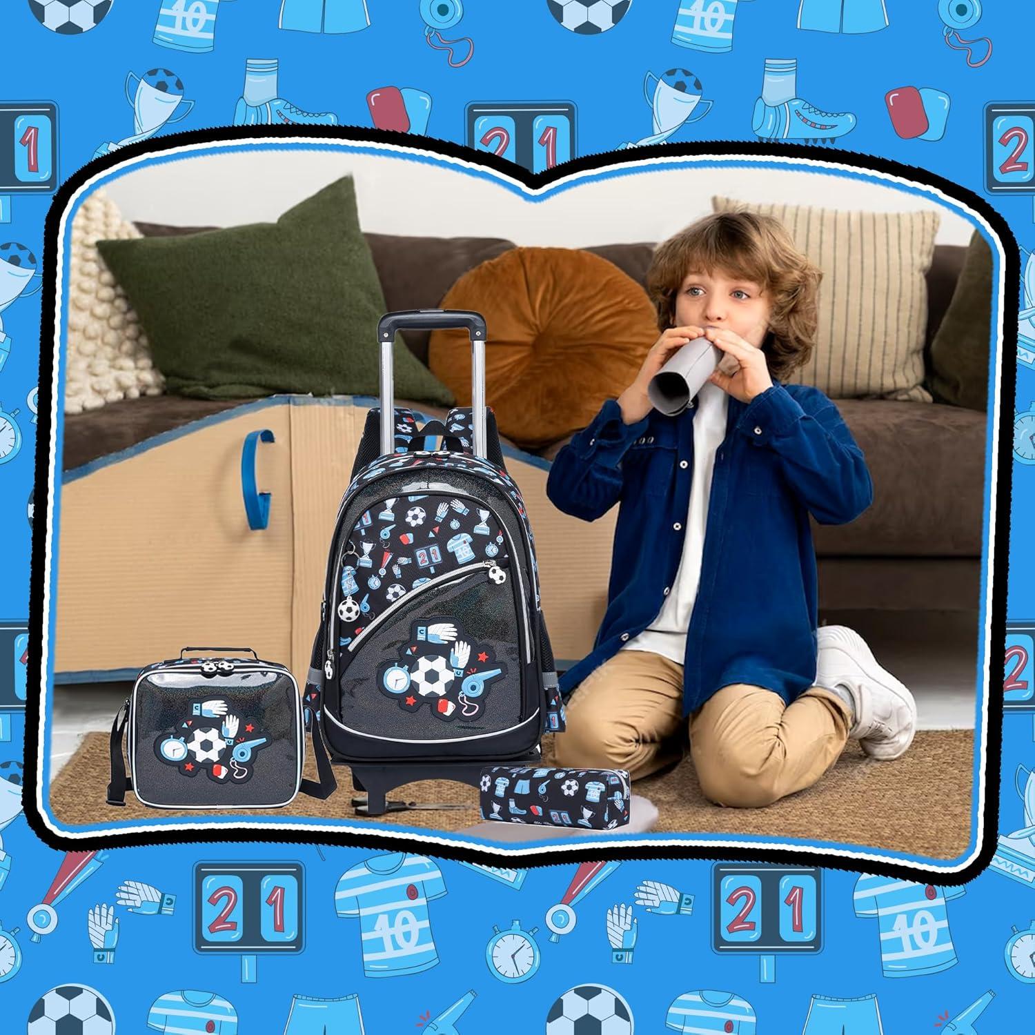 Mochila Rodante Meetbelify para Niños con Balón de Fútbol