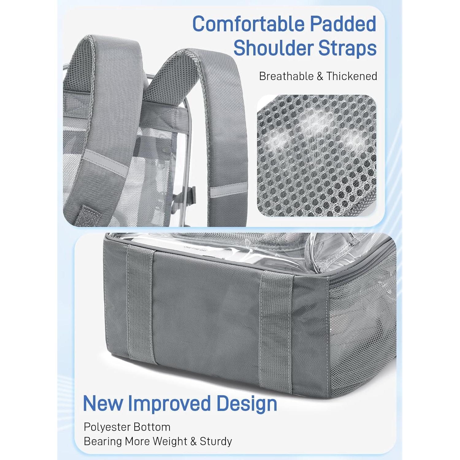 Mochila Transparente Resistente QOECI 22L con Tiras Reflectantes