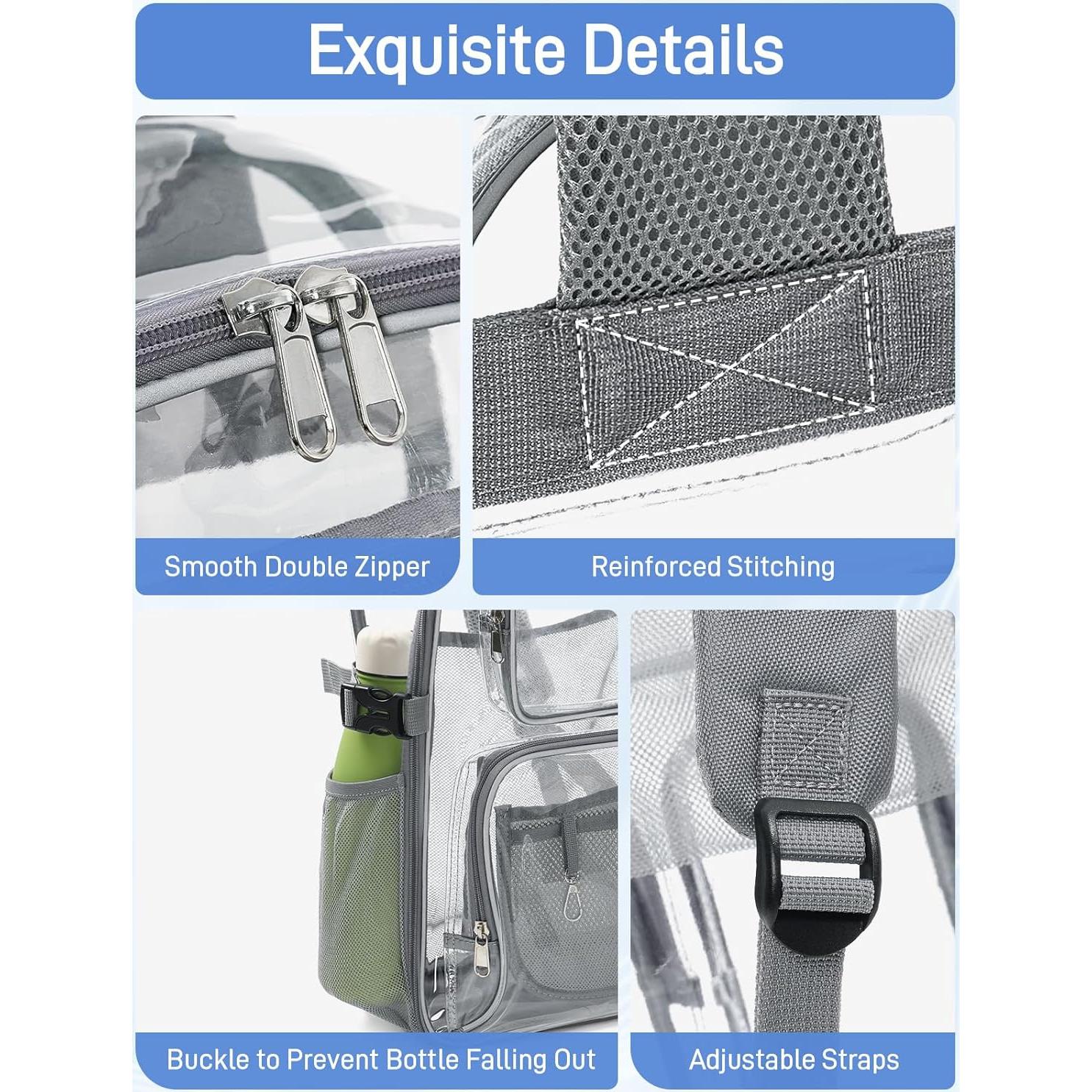 Mochila Transparente Resistente QOECI 22L con Tiras Reflectantes