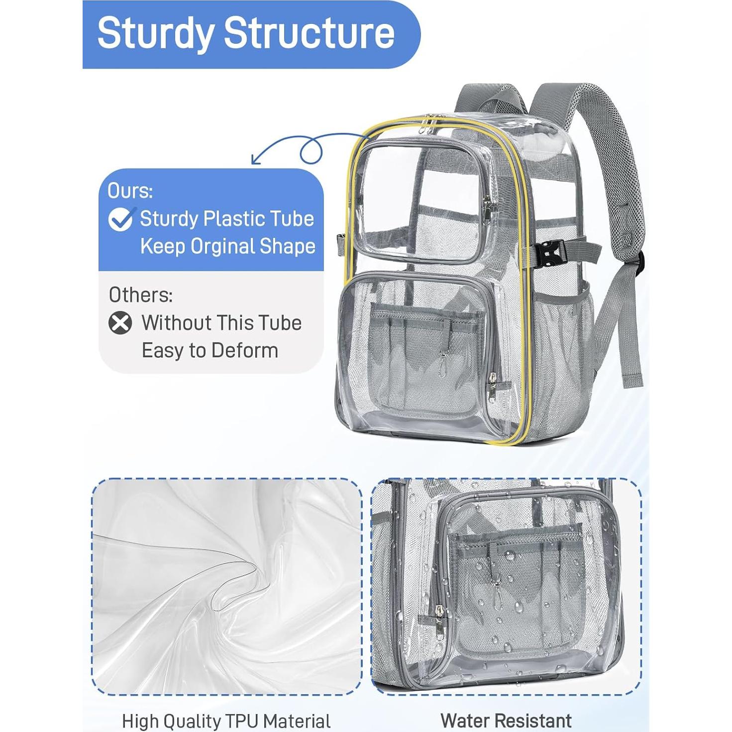 Mochila Transparente Resistente QOECI 22L con Tiras Reflectantes