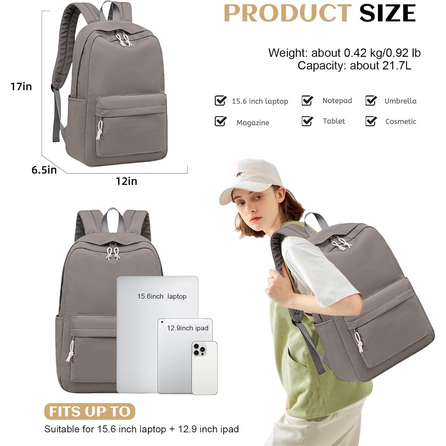 Mochila Escolar Bluboon para Niñas 20L Gris Claro