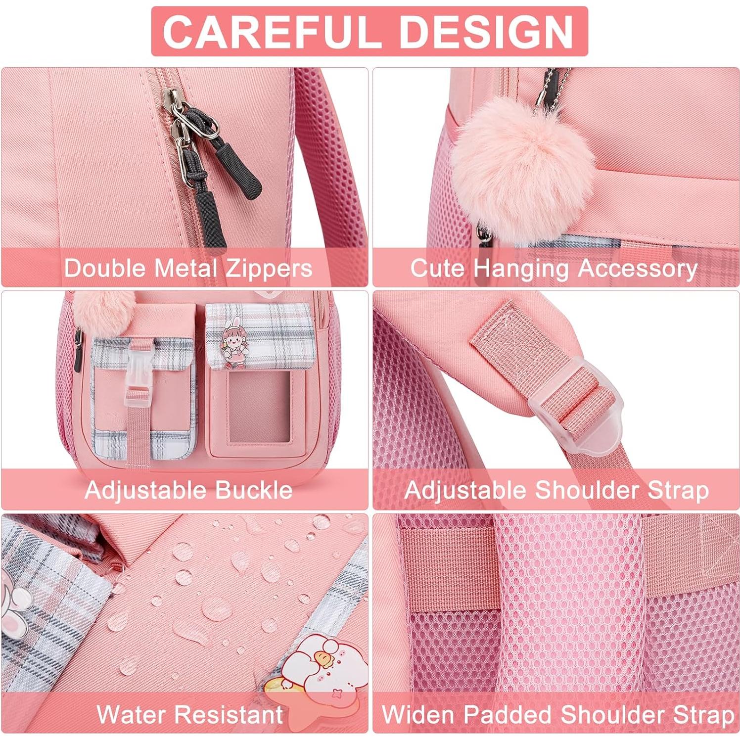 Mochila Escolar Rosa Kuosdaz 30L para Laptop 15.6" Niñas