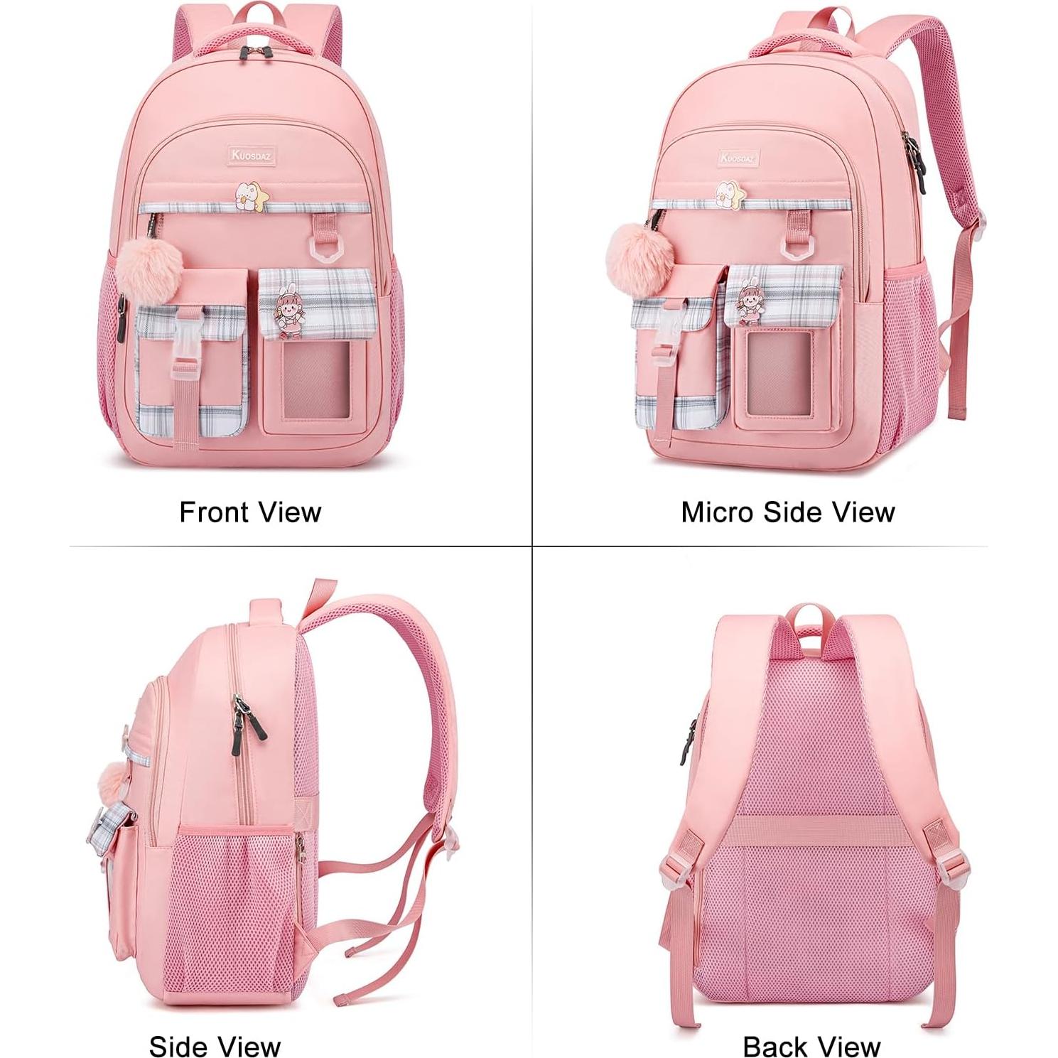 Mochila Escolar Rosa Kuosdaz 30L para Laptop 15.6" Niñas