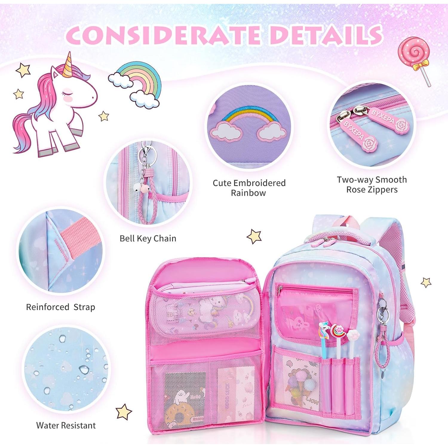 Mochila Escolar para Niñas BYXEPA Azul 40.9x29.2x17cm