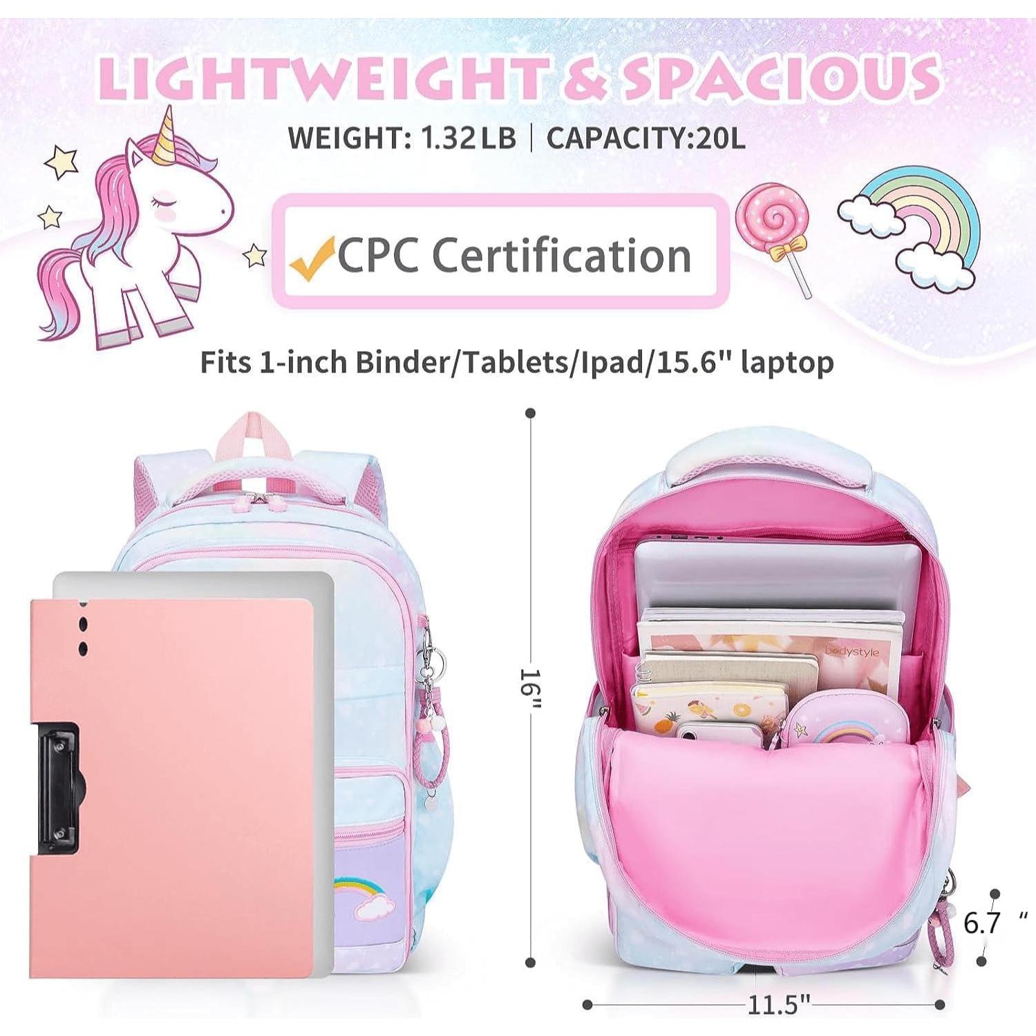 Mochila Escolar para Niñas BYXEPA Azul 40.9x29.2x17cm