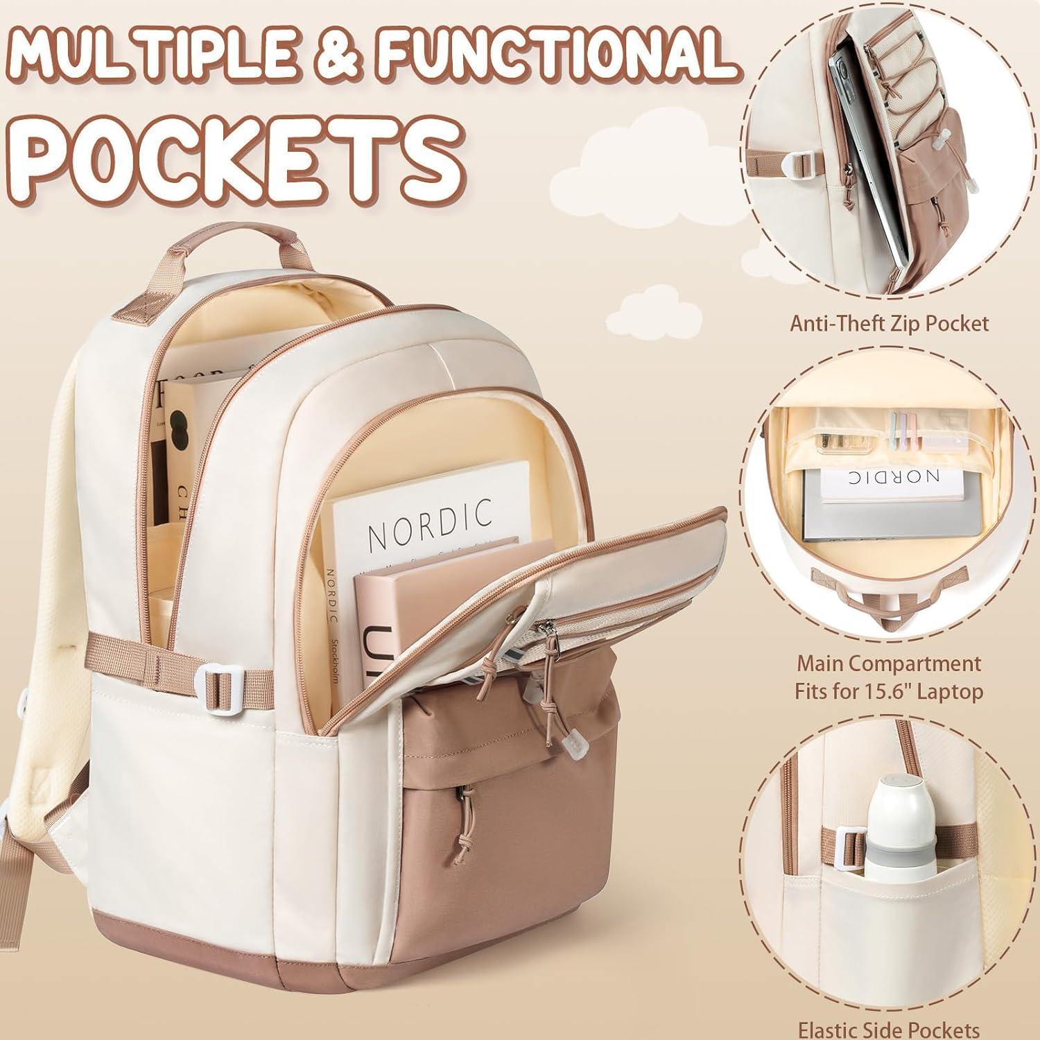 Mochila Fimibuke 3 PCS Niñas Impermeable con Lonchera y Estuche