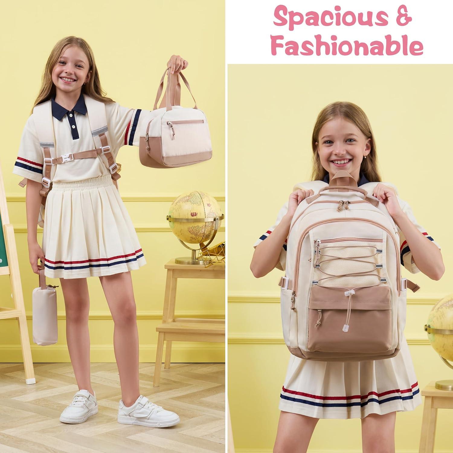 Mochila Fimibuke 3 PCS Niñas Impermeable con Lonchera y Estuche